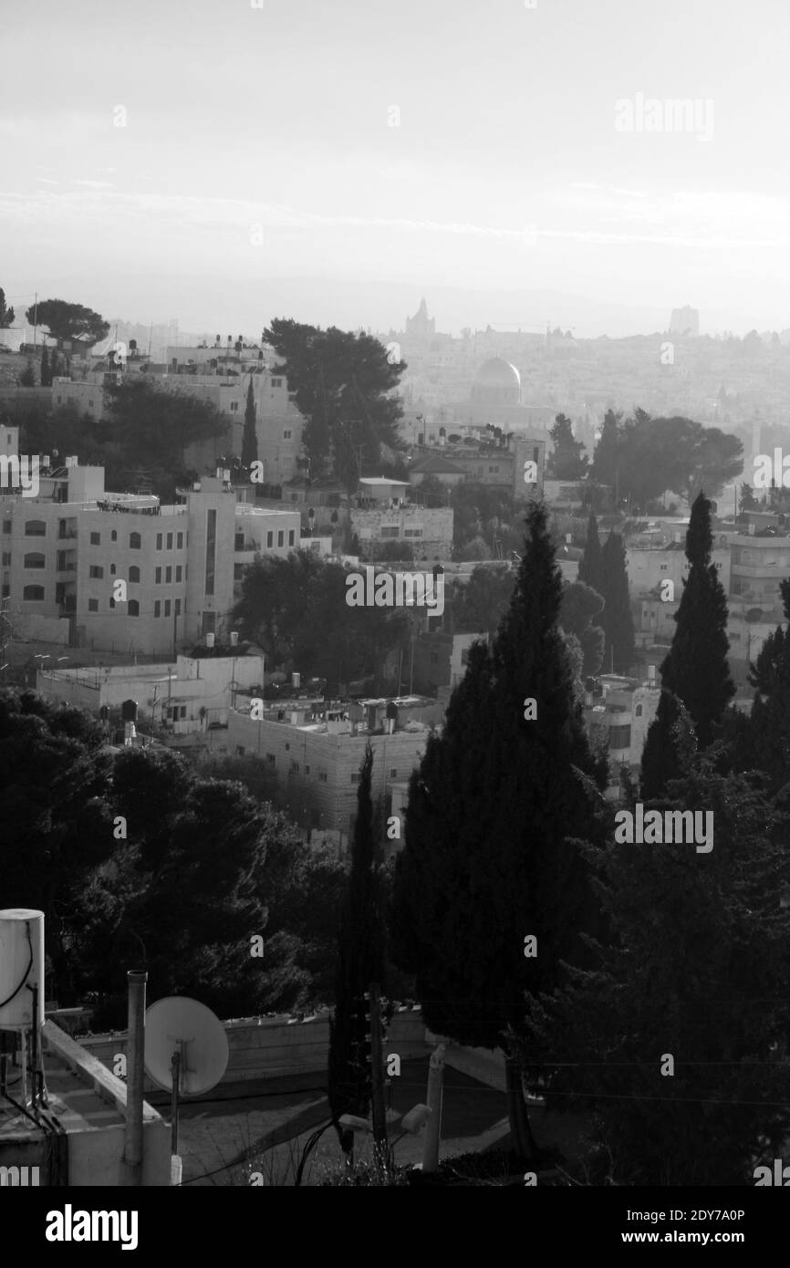 Al Aqsa vue du Mont des Oliviers Jerusalem Stock Photo