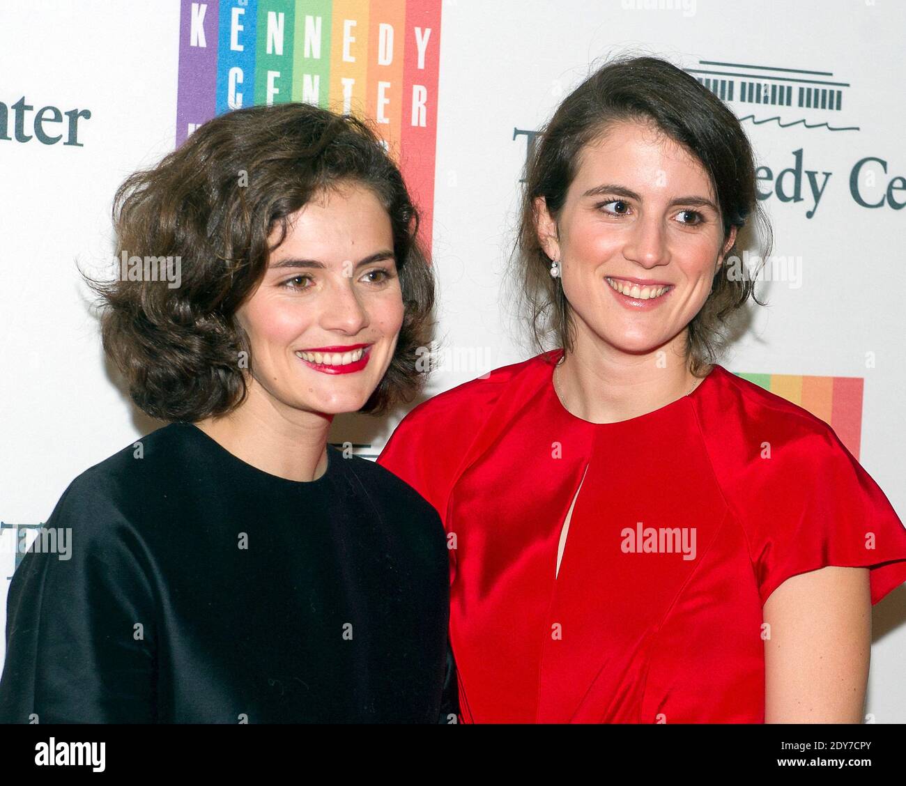 Rose Kennedy Schlossberg and Tatiana Schlossberg, daughters of Ambassador  Caroline Kennedy, arrive for the formal Artist's Dinner honoring the  recipients of the 2014 Kennedy Center Honors hosted by United States  Secretary of