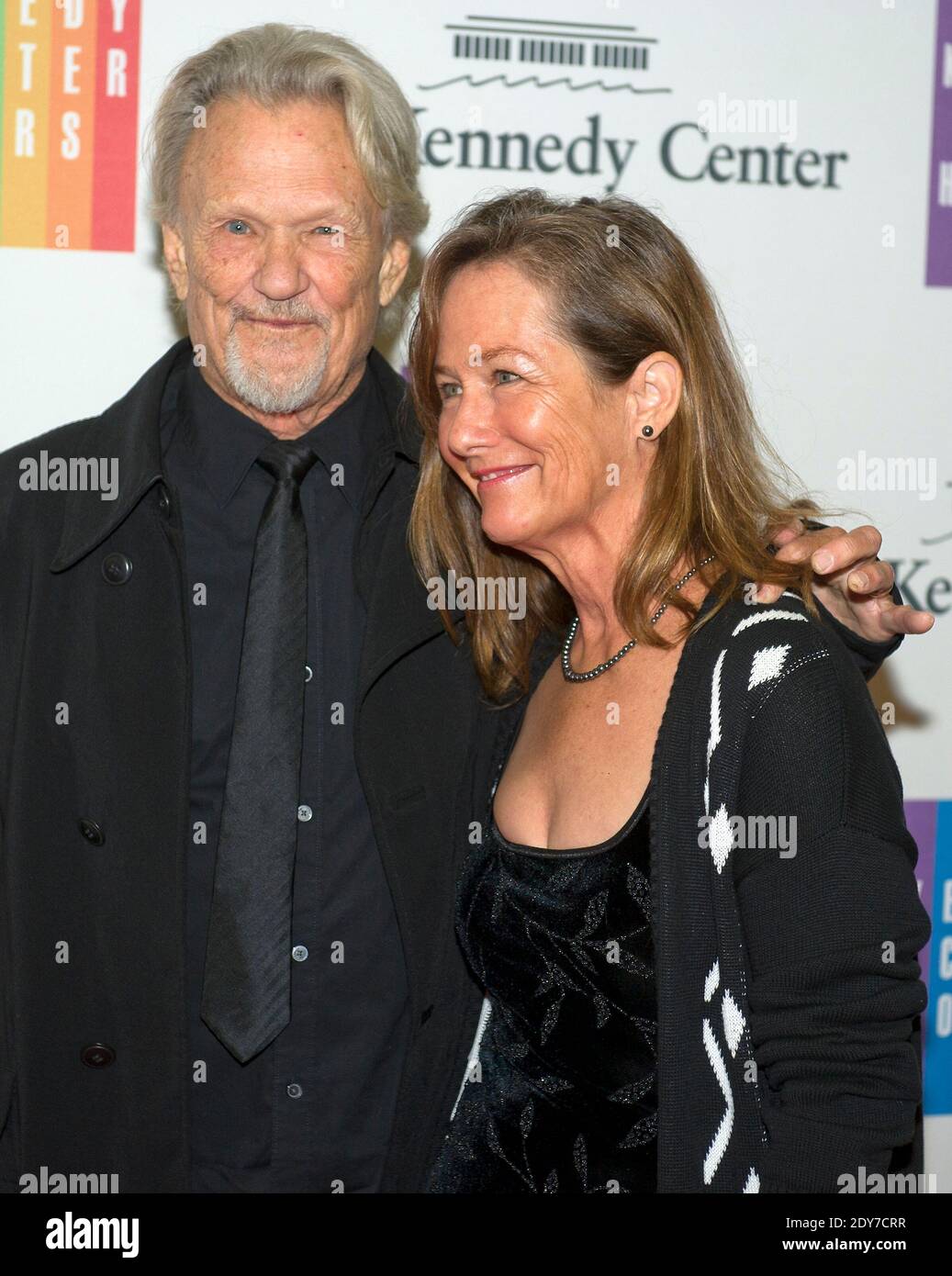 Kris Kristofferson and his wife, Lisa, arrive for the formal Artist's Dinner honoring the recipients of the 2014 Kennedy Center Honors hosted by United States Secretary of State John F. Kerry at the U.S. Department of State in Washington, DC, USA, on Saturday, December 6, 2014. The 2014 honorees are: singer Al Green, actor and filmmaker Tom Hanks, ballerina Patricia McBride, singer-songwriter Sting, and comedienne Lily Tomlin. Photo by Ron Sachs/Pool/ABACAPRESS.COM Stock Photo