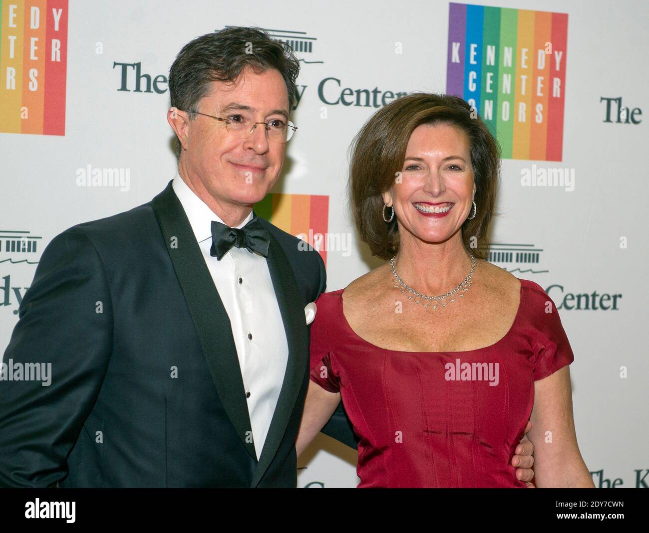 Steven Colbert and his wife, Evelyn McGeeColbert arrive for the formal