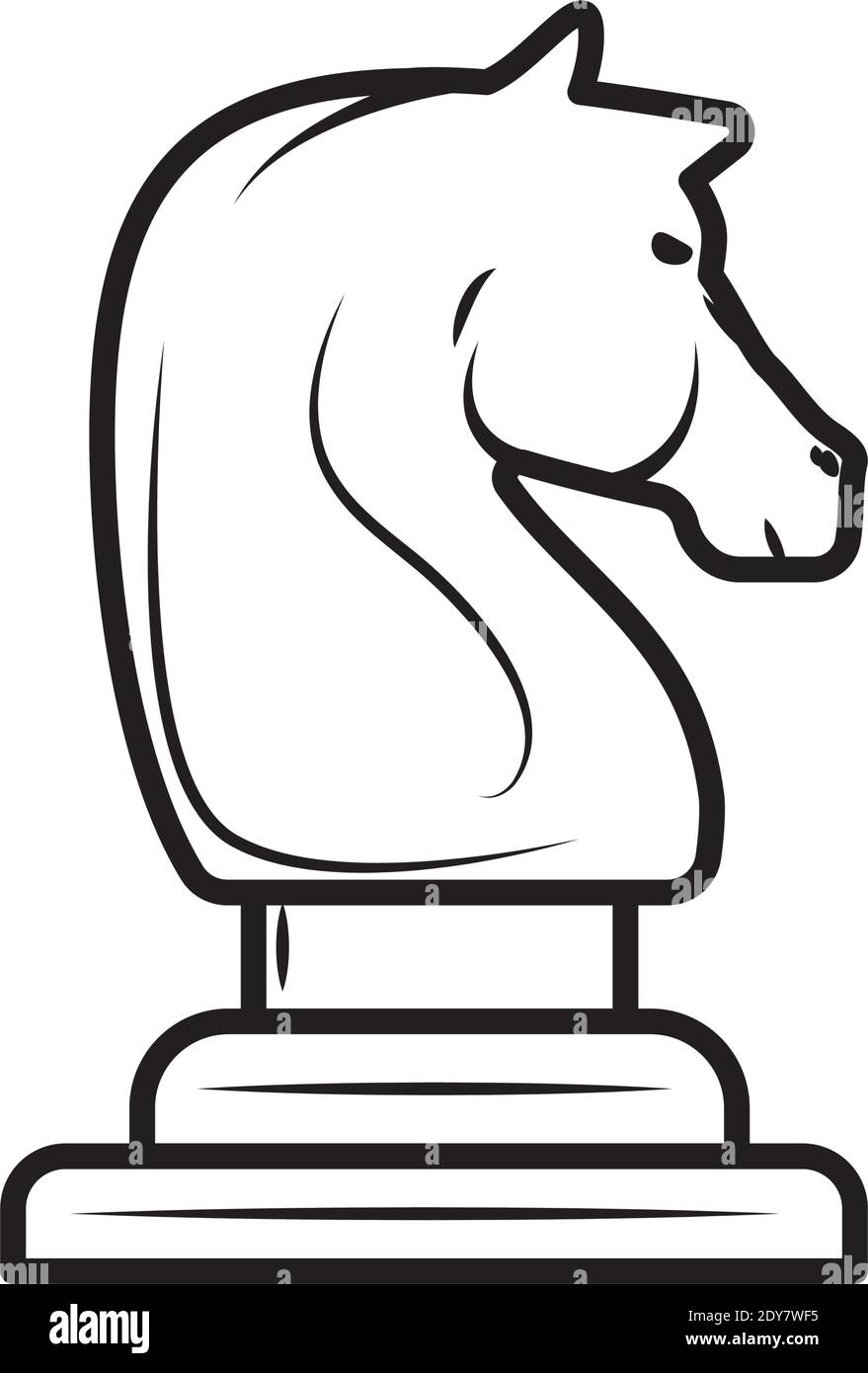 Illustration of horse chess pieces, black and white