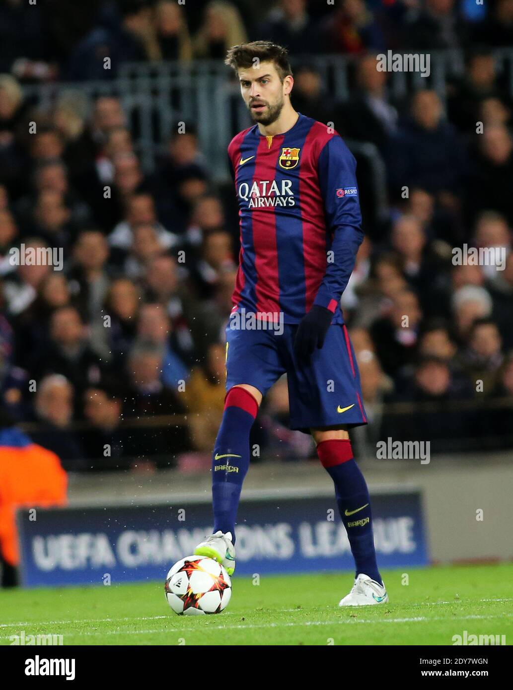 FC Barcelona's Gerard Pique during the UEFA Champions League soccer match,  FC Barcelona Vs Paris Saint-Germain at Camp Nou in Barcelone, Spain on  December 10, 20114. Barcelona won 3-1. Photo by Giuliano