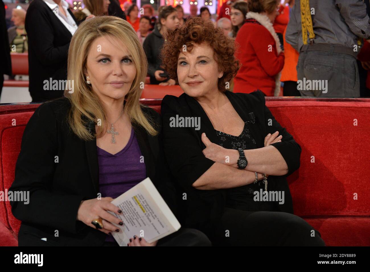 Nathalie Rheims and Marlene Jobert at the taping of Vivement Dimanche in Paris, France, December 2, 2014. Photo by Max Colin/ABACAPRESS.COM Stock Photo