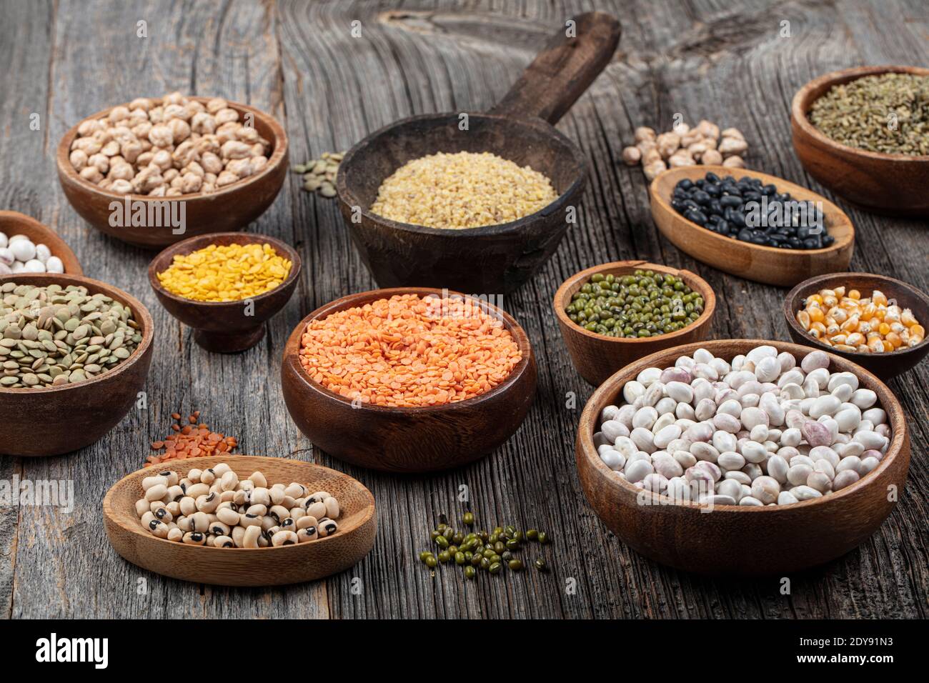 Vegan protein source.Various assortment of legumes, lentils, chickpea