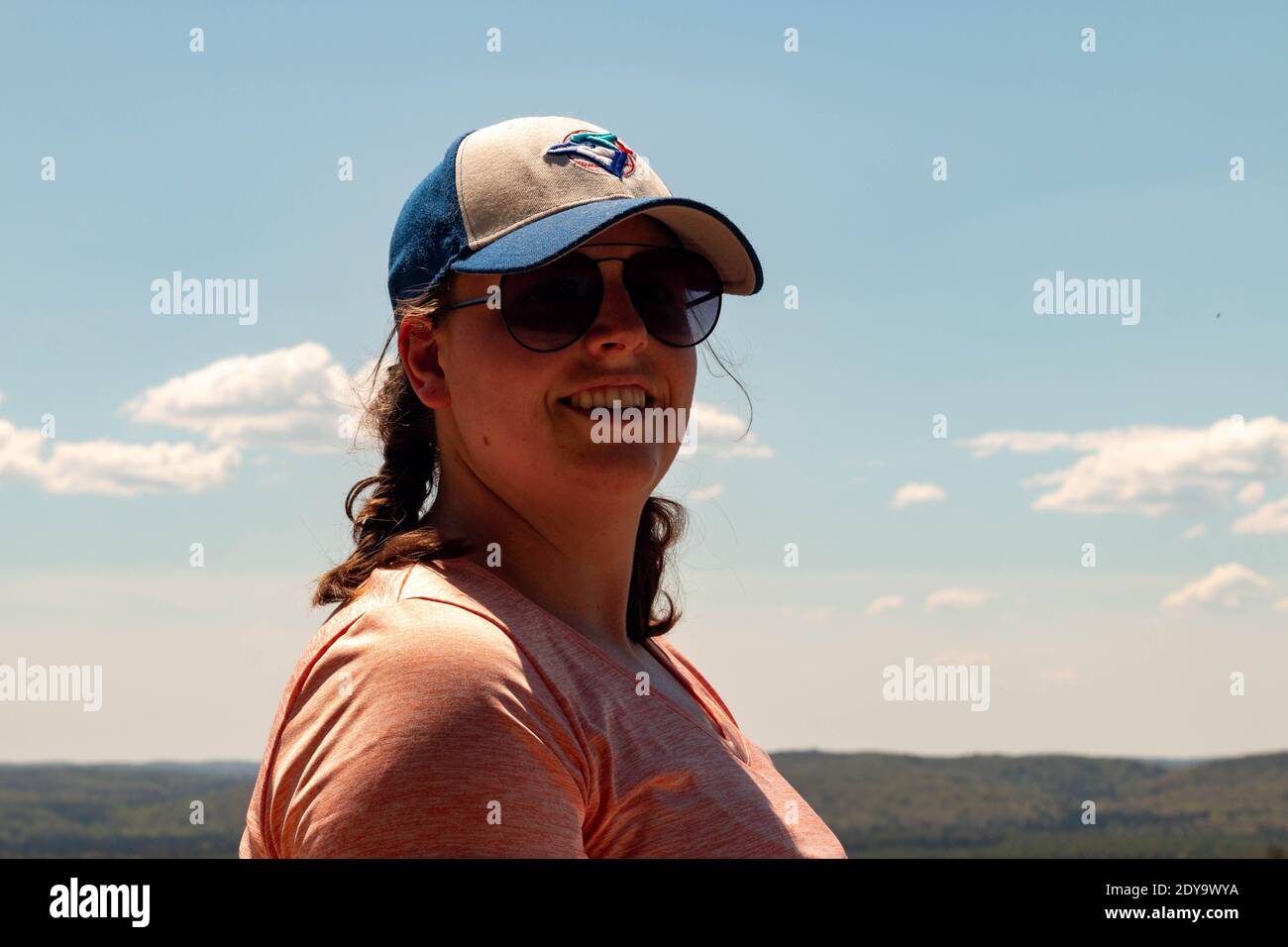 blue jays hat while hiking Stock Photo 