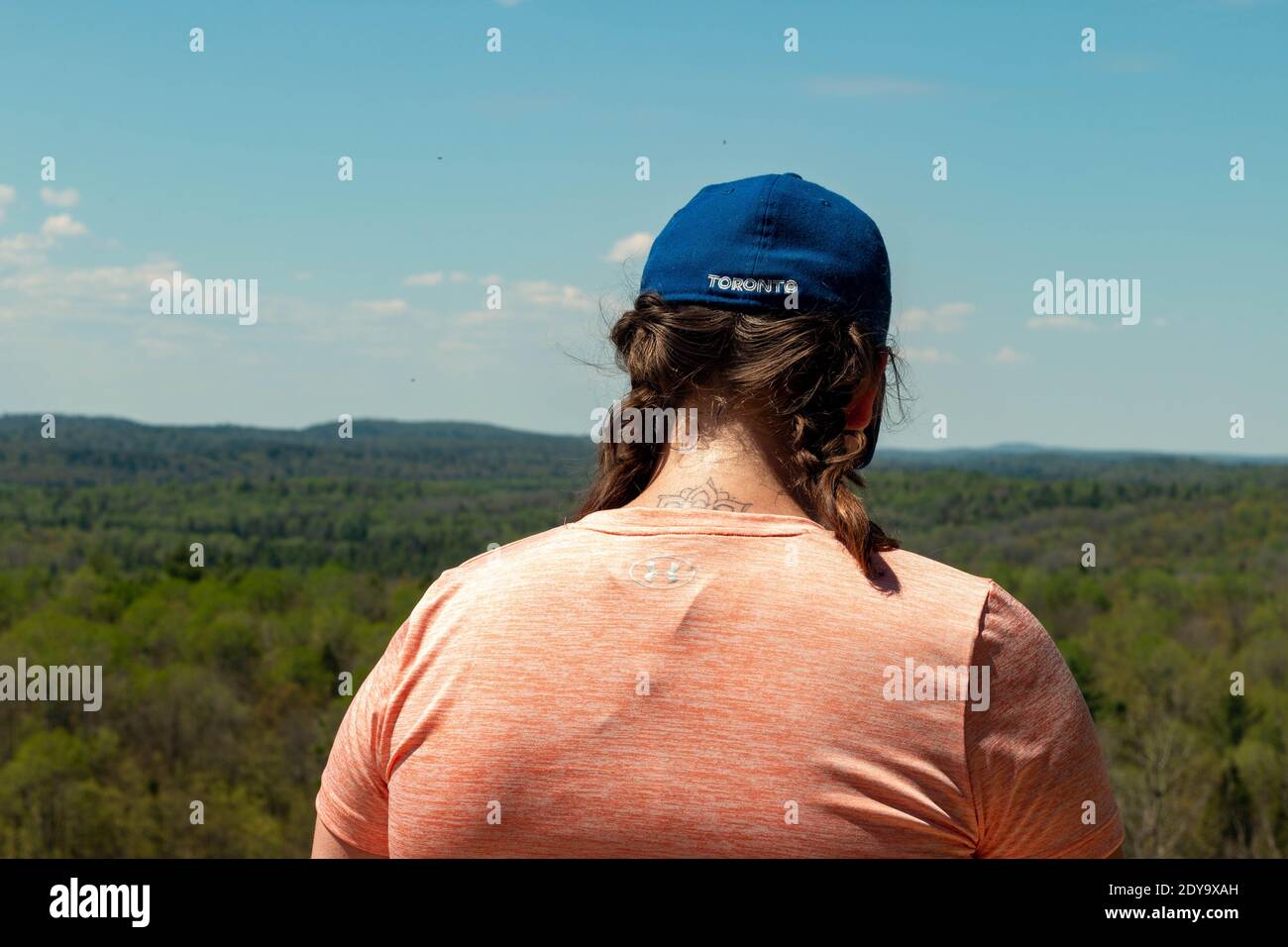 blue jays hat while hiking Stock Photo 