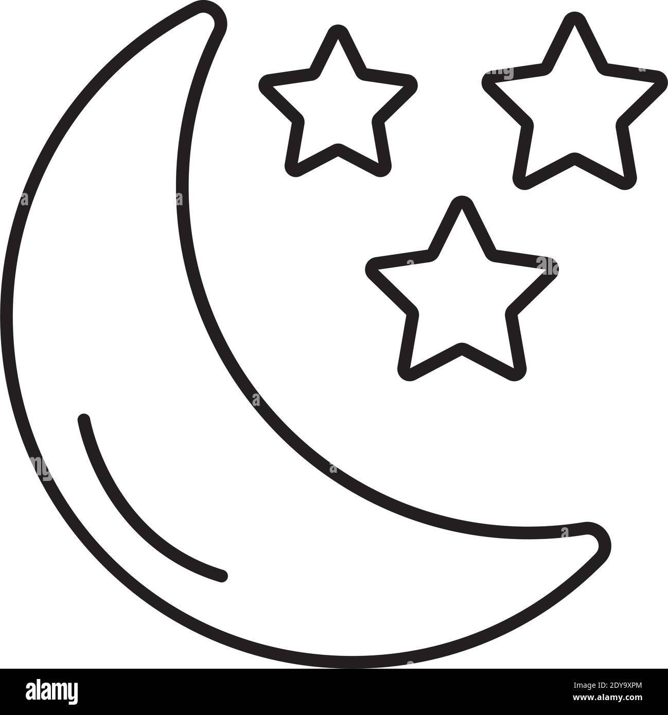 Moon sticker and line style icon design Royalty Free Vector