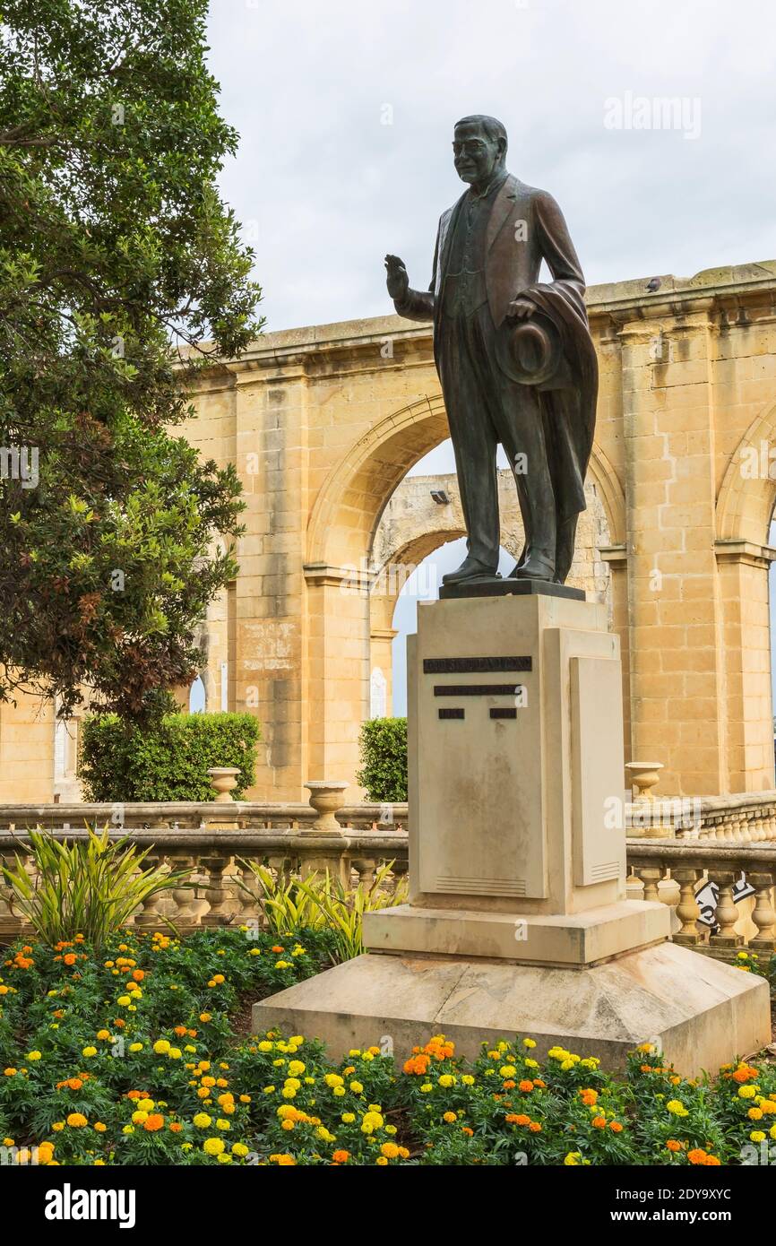 Lord Strickland Statue, Upper Barrakka Garden, Valletta, Malta Stock