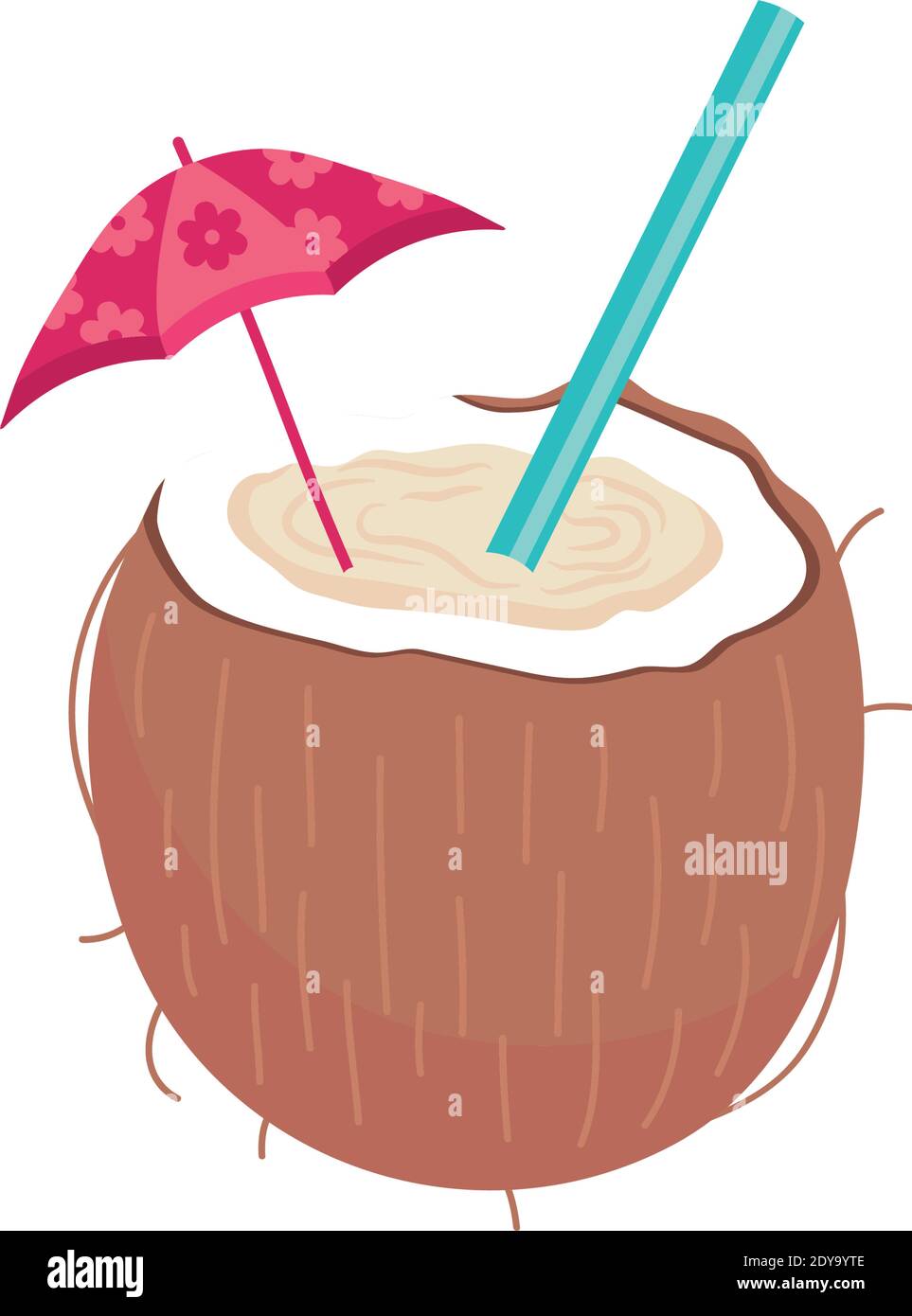 coconut drink with straw and decorative umbrella over white background,  colorful design, vector illustration Stock Vector Image & Art - Alamy