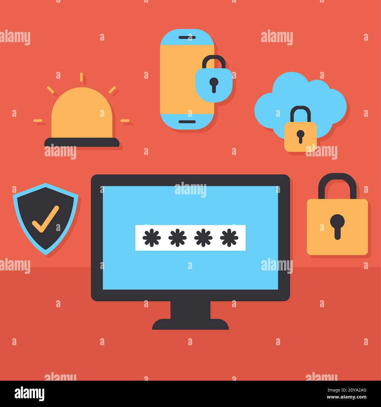 group of security icons on a red background Stock Vector Image & Art ...