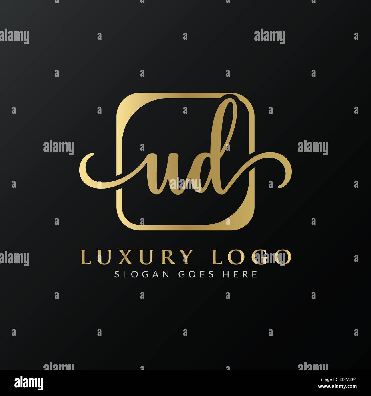 Initial UD letter Logo Design vector Template. Abstract Luxury Letter UD logo Design Stock Vector