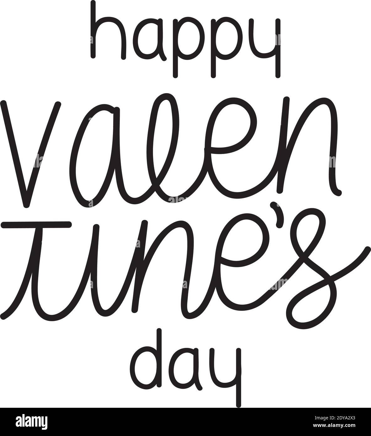 happy valentines day lettering in a white background Stock Vector Image ...