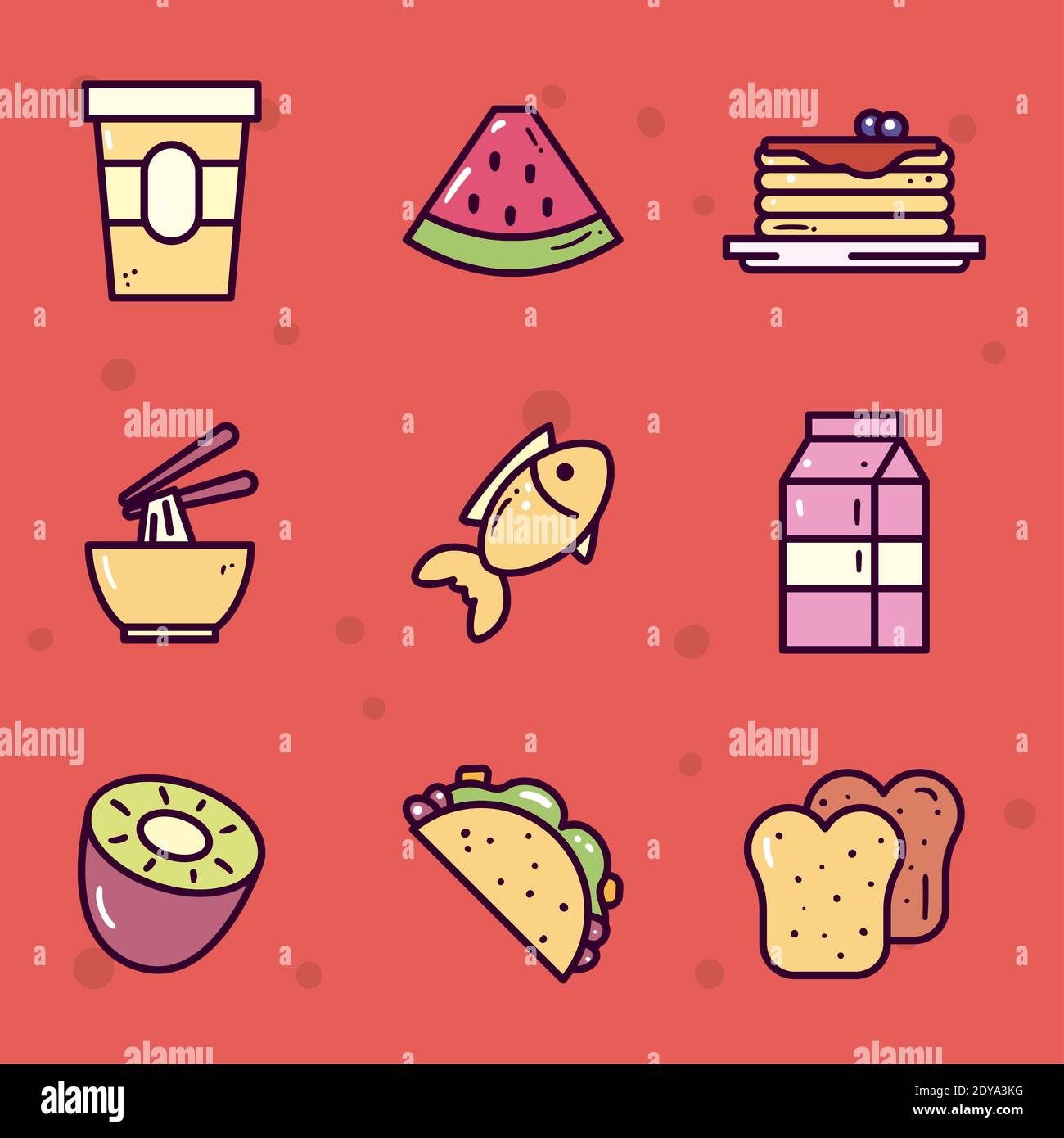 food line and fill style symbol set design of eat restaurant and menu ...