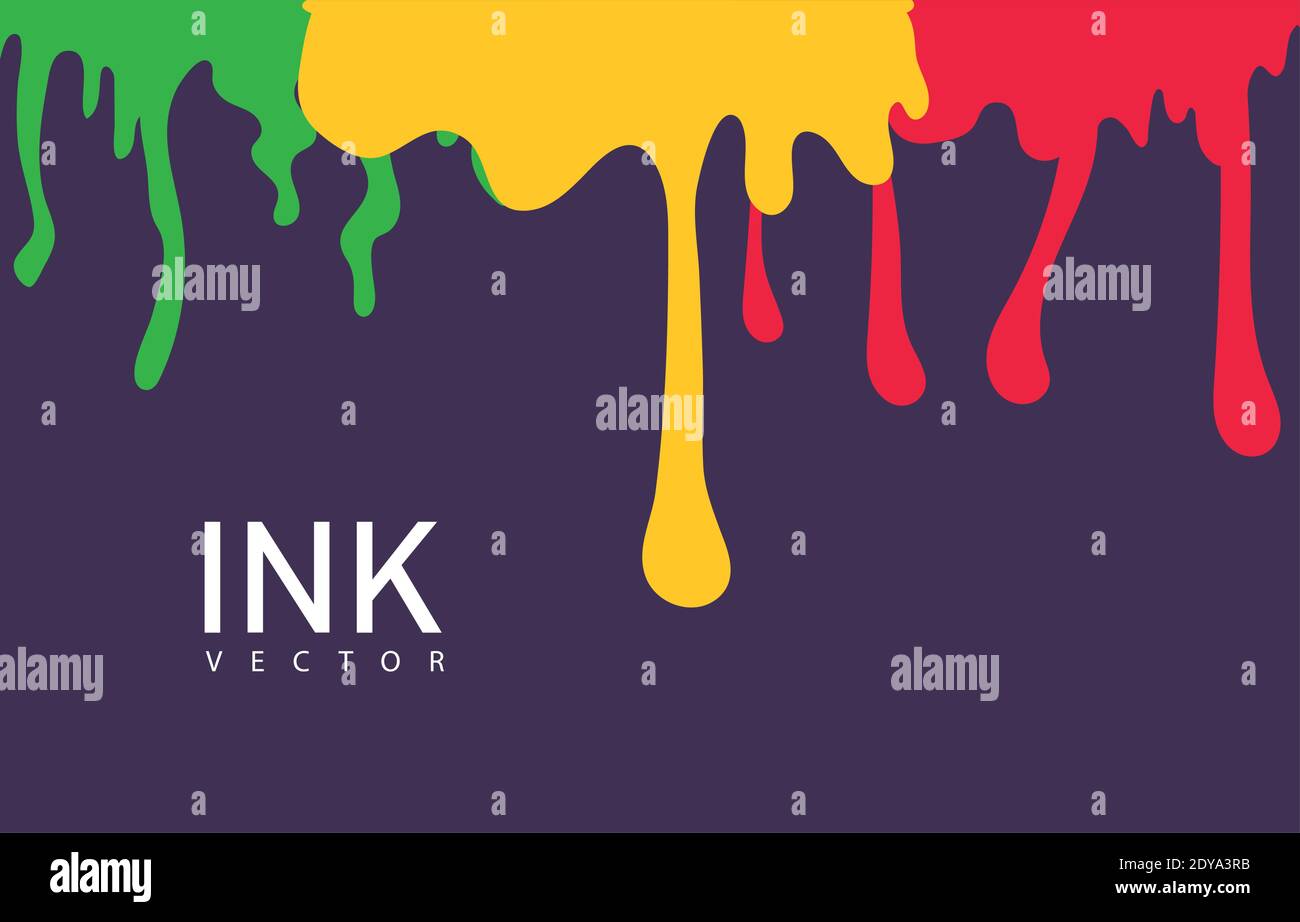 colorful drip ink blot flat style icon and lettering vector ...