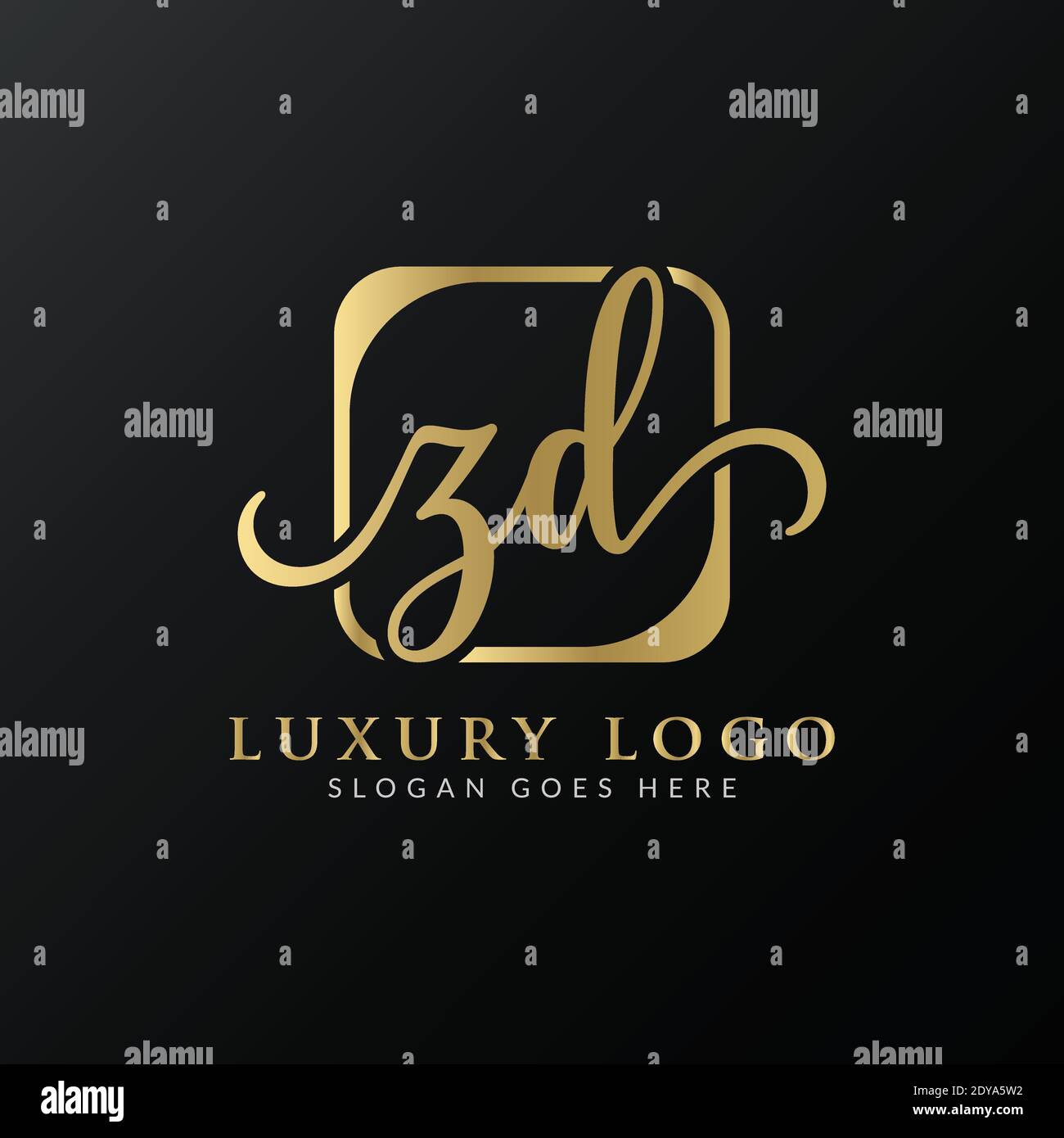 ZD Logo Design Vector Template. Initial Luxury Letter ZD Vector Illustration Stock Vector