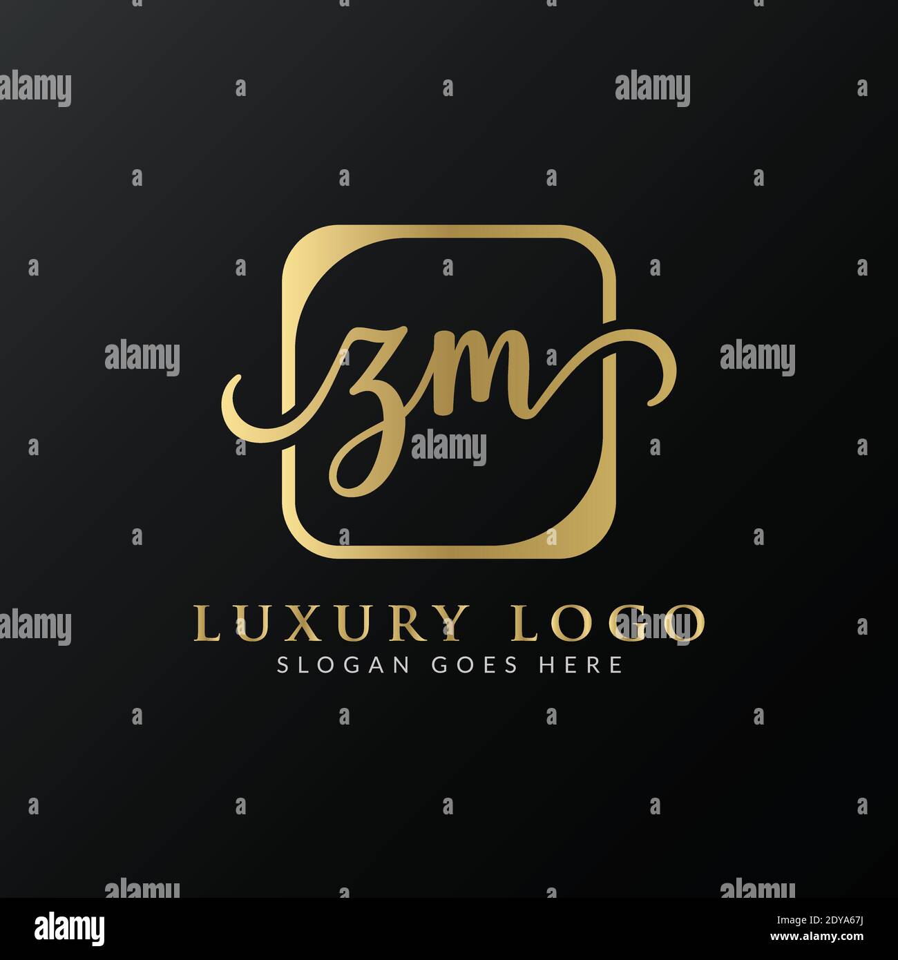 ZM Logo Design Vector Template. Initial Luxury Letter ZM Vector Illustration Stock Vector