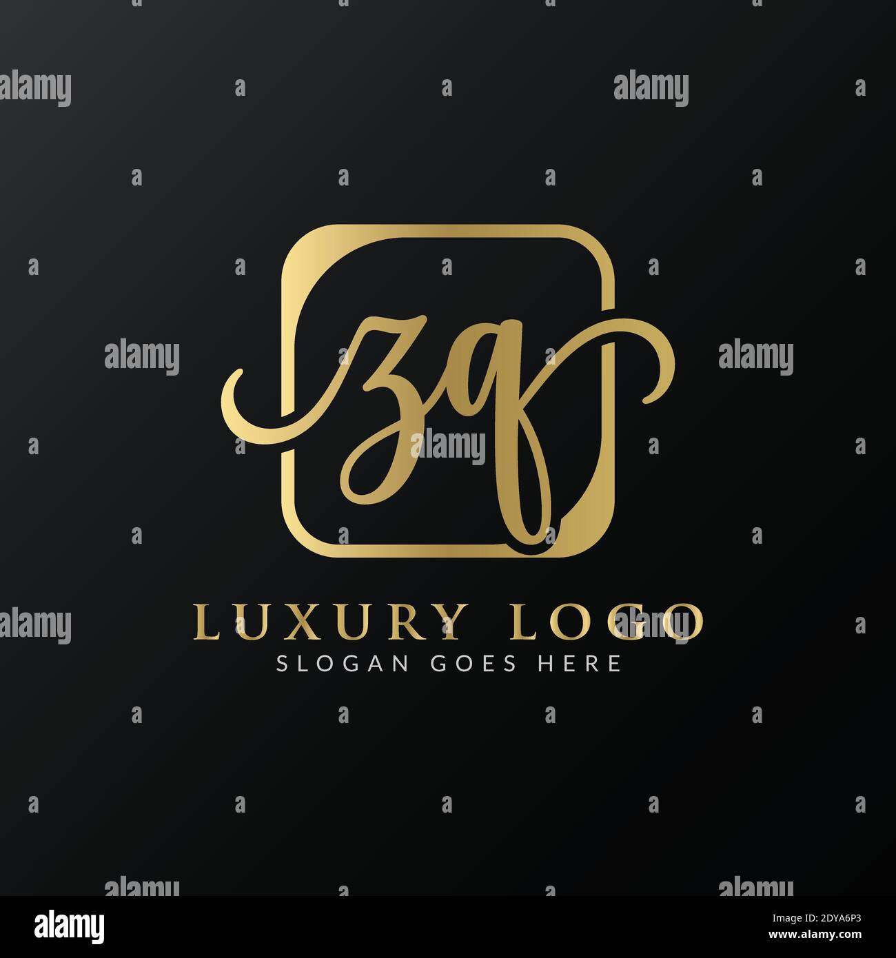 Zq Logo Design Vector Template Initial Luxury Letter Zq Vector