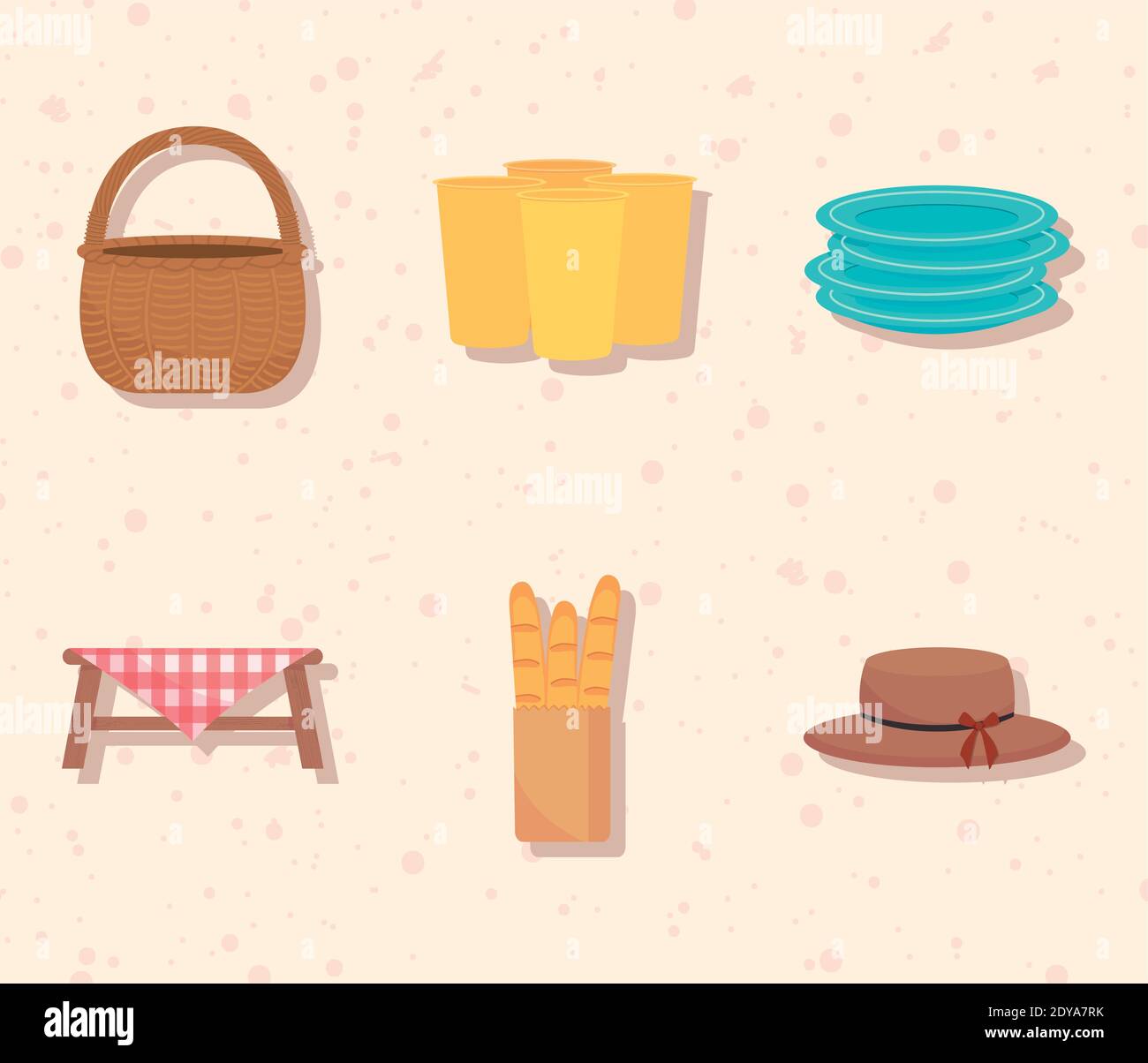 basket and picnic icon set over white background, colorful design ...