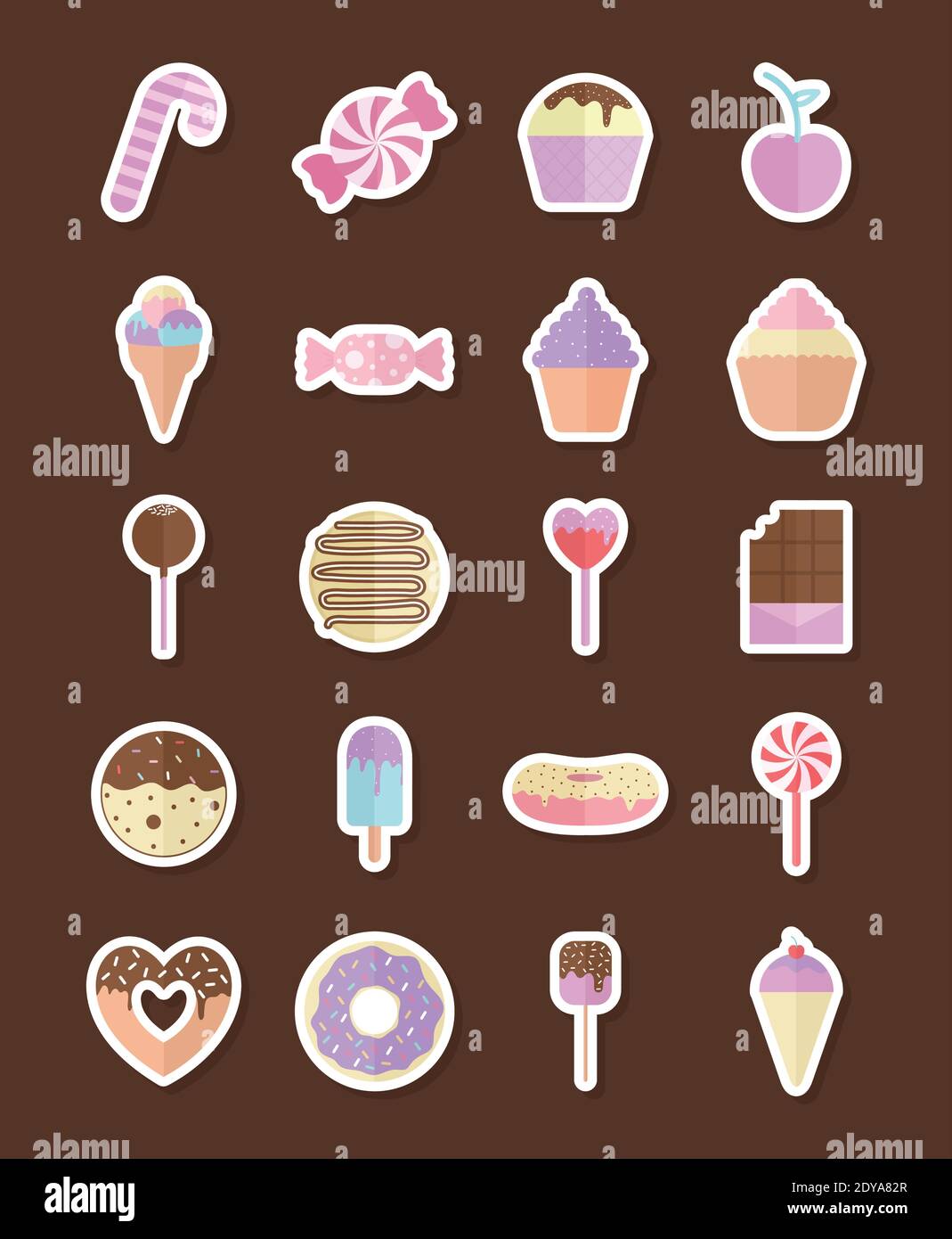 set of candys icons on a brown background Stock Vector Image & Art - Alamy
