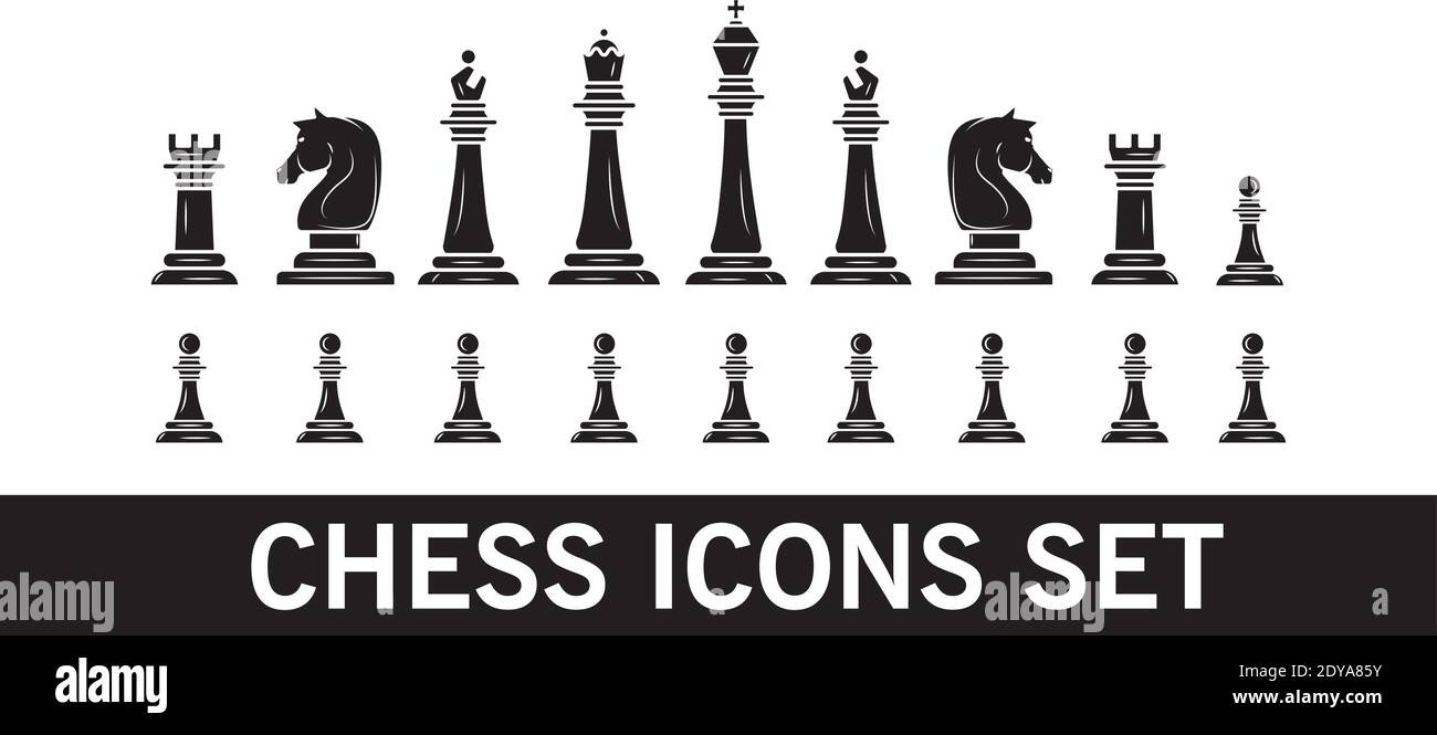 Chess Pieces Silhouette Set Stock Illustration - Illustration of