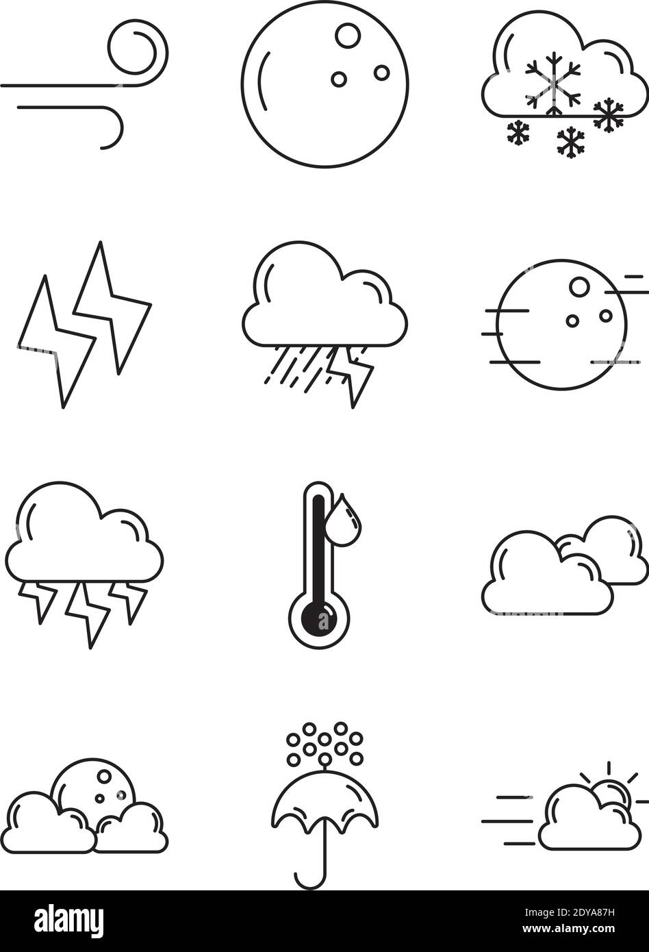 bundle of twelve weather line style icons vector illustration design ...