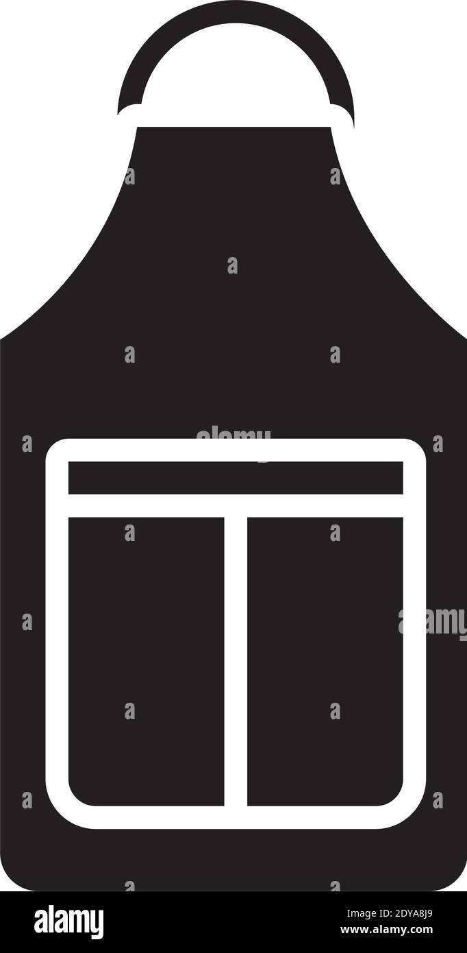 kitchen apron icon over white background, silhouette style, vector ...