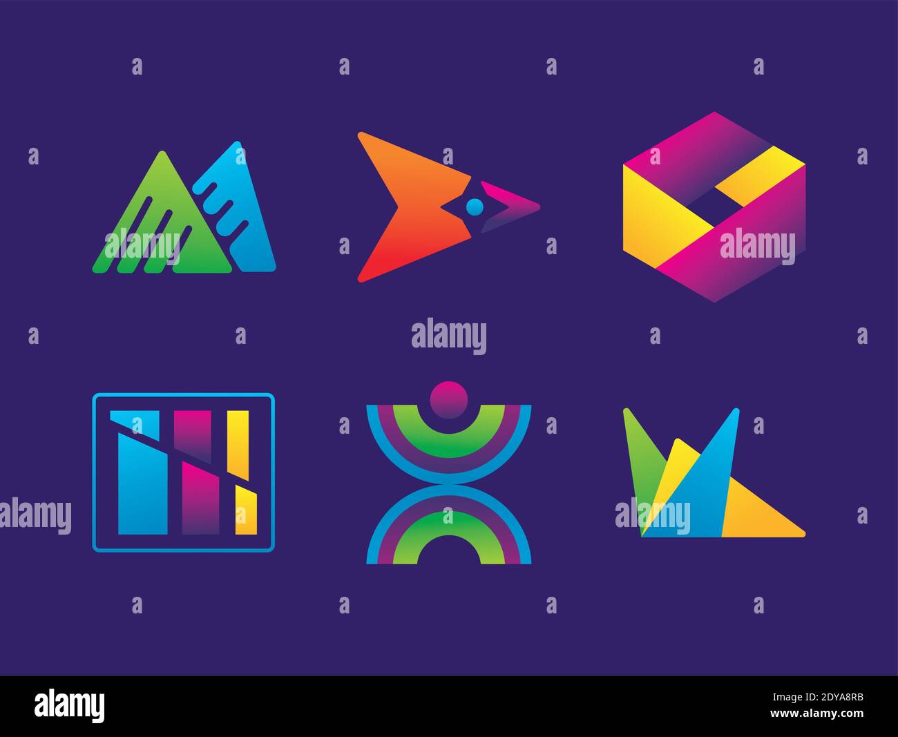 bundle of six logos company set icons vector illustration design Stock ...