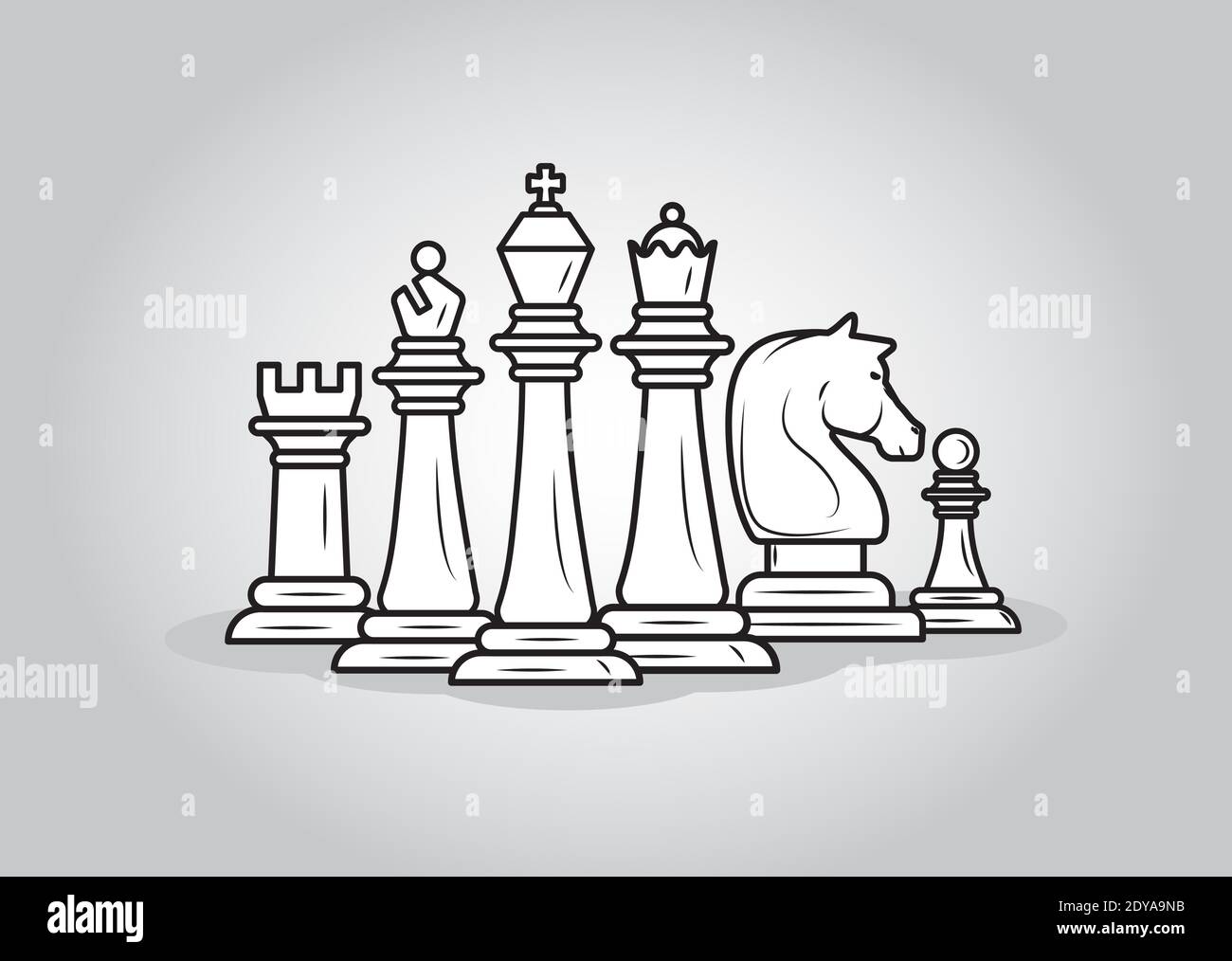 Chess pieces line collection. Chess game icon set. Simple flat set of chess  game Stock Vector Image & Art - Alamy