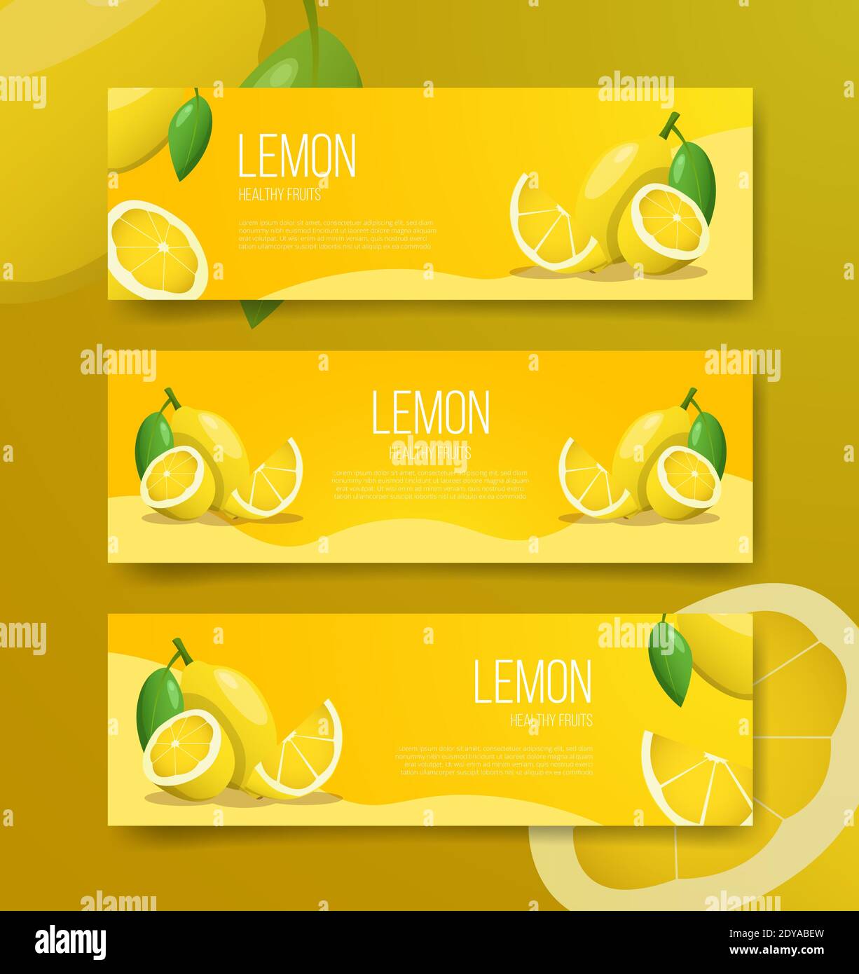 lemon healthy fruits for template banner banners horizontal variations ...