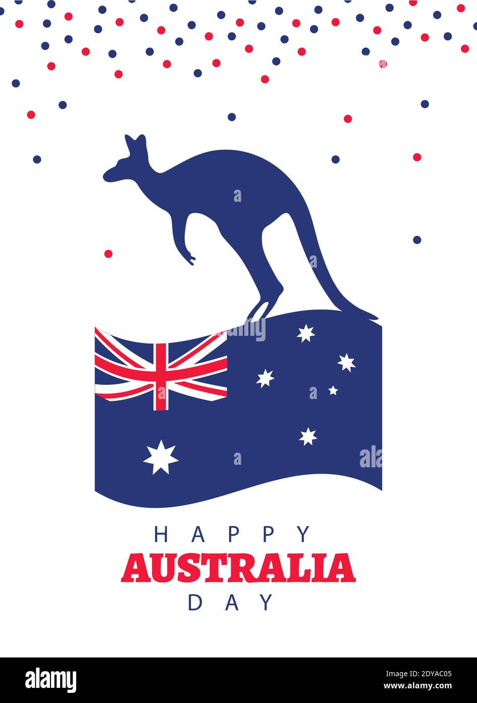 happy australia day lettering with kangarooin flag vector illustration ...
