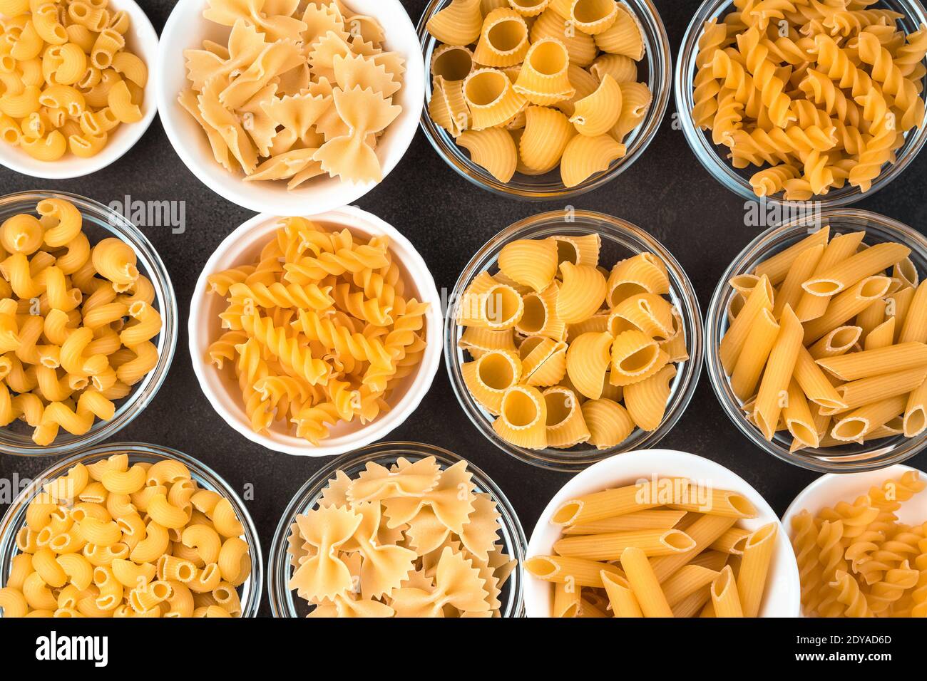 Pasta assortment, top view, with space to copy Stock Photo - Alamy