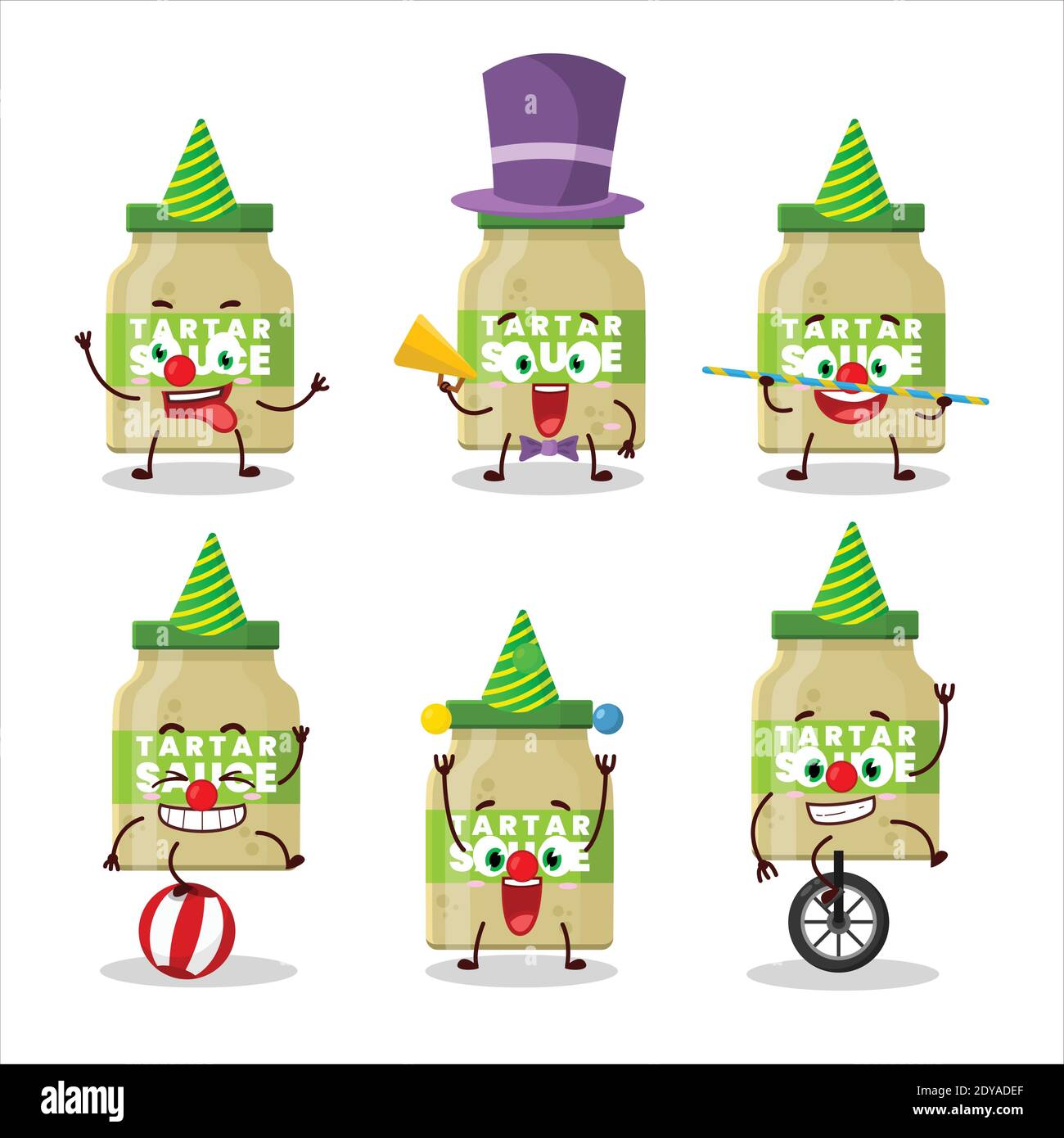 Cartoon character of tartar sauce with various circus shows. Vector