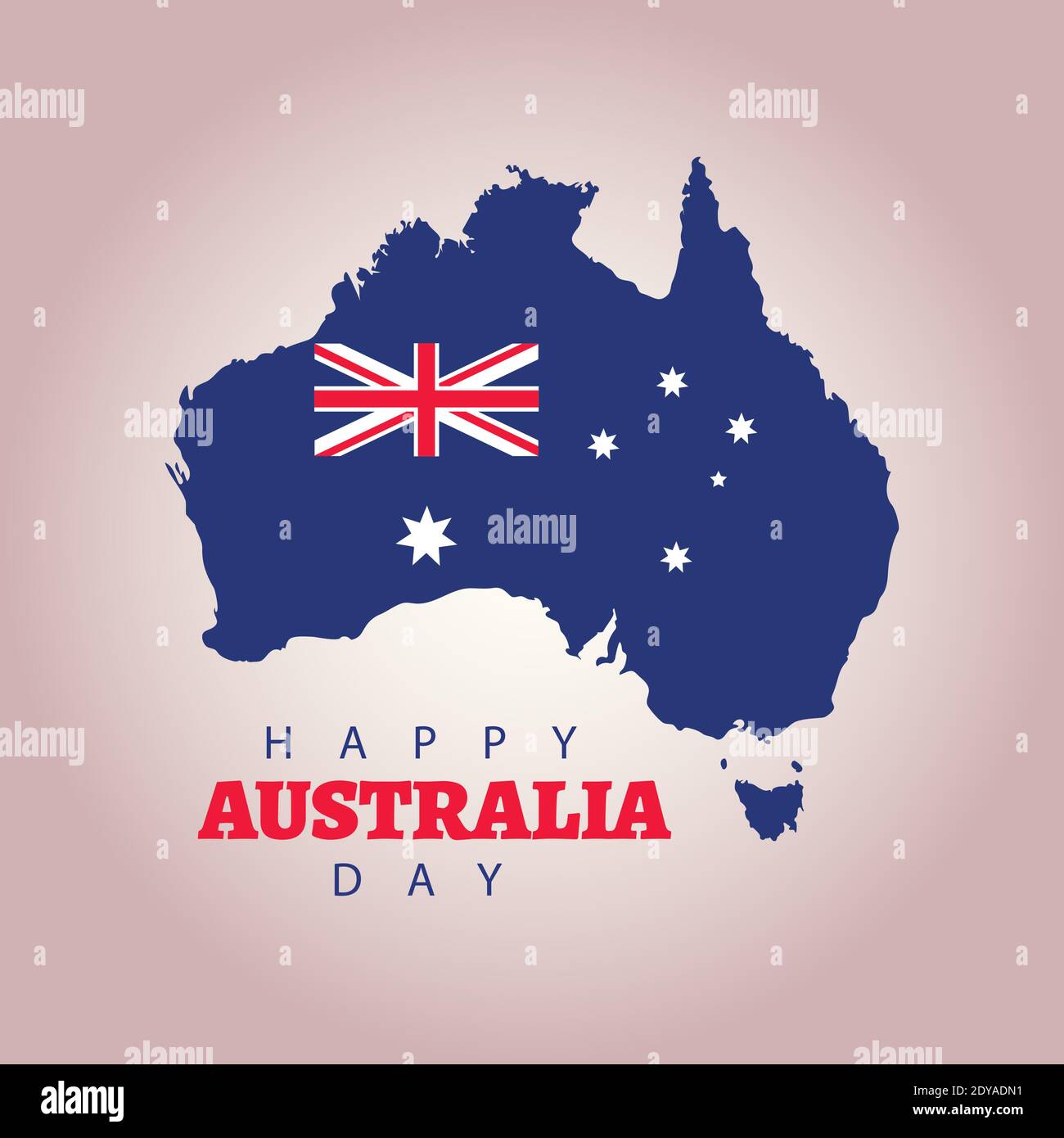 happy australia day lettering with flag in map vector illustration ...