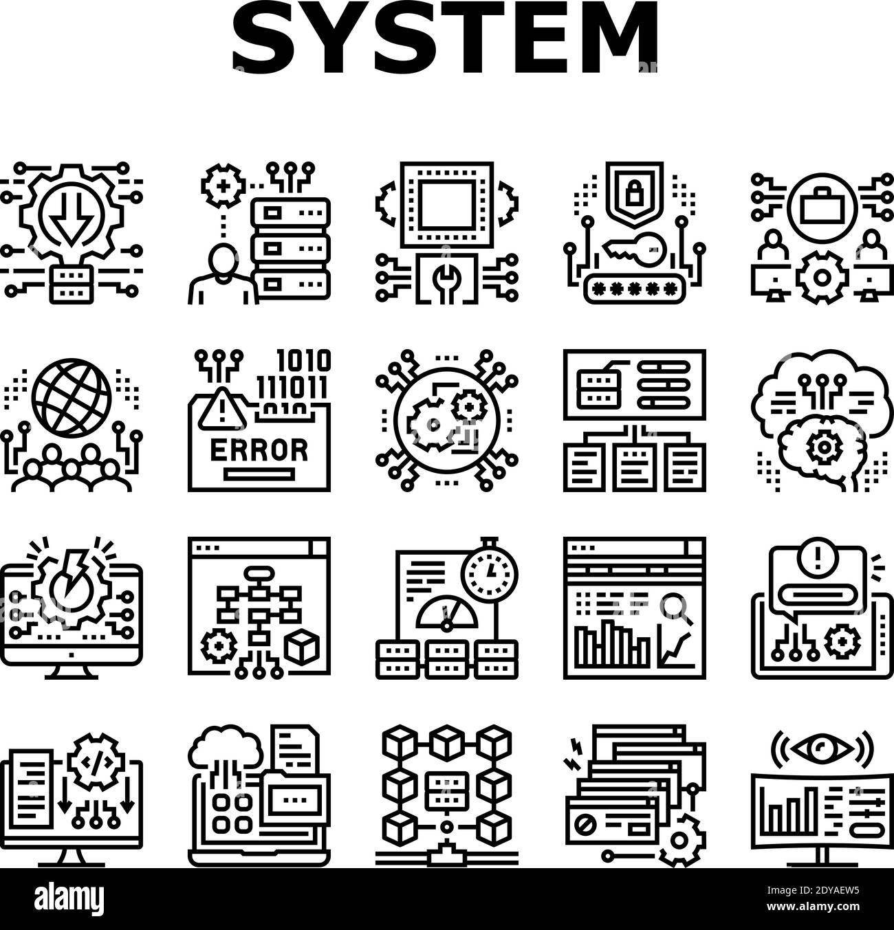 System Work Process Collection Icons Set Vector Stock Vector Image ...