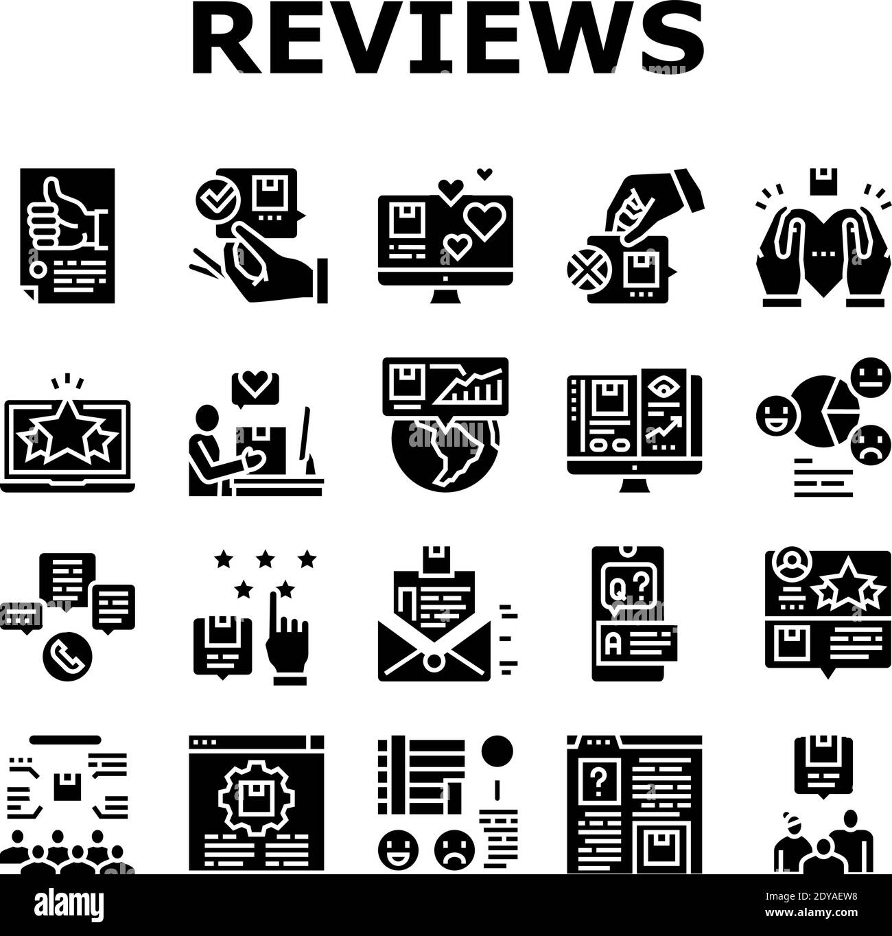 Reviews Of Customer Collection Icons Set Vector Stock Vector Image ...
