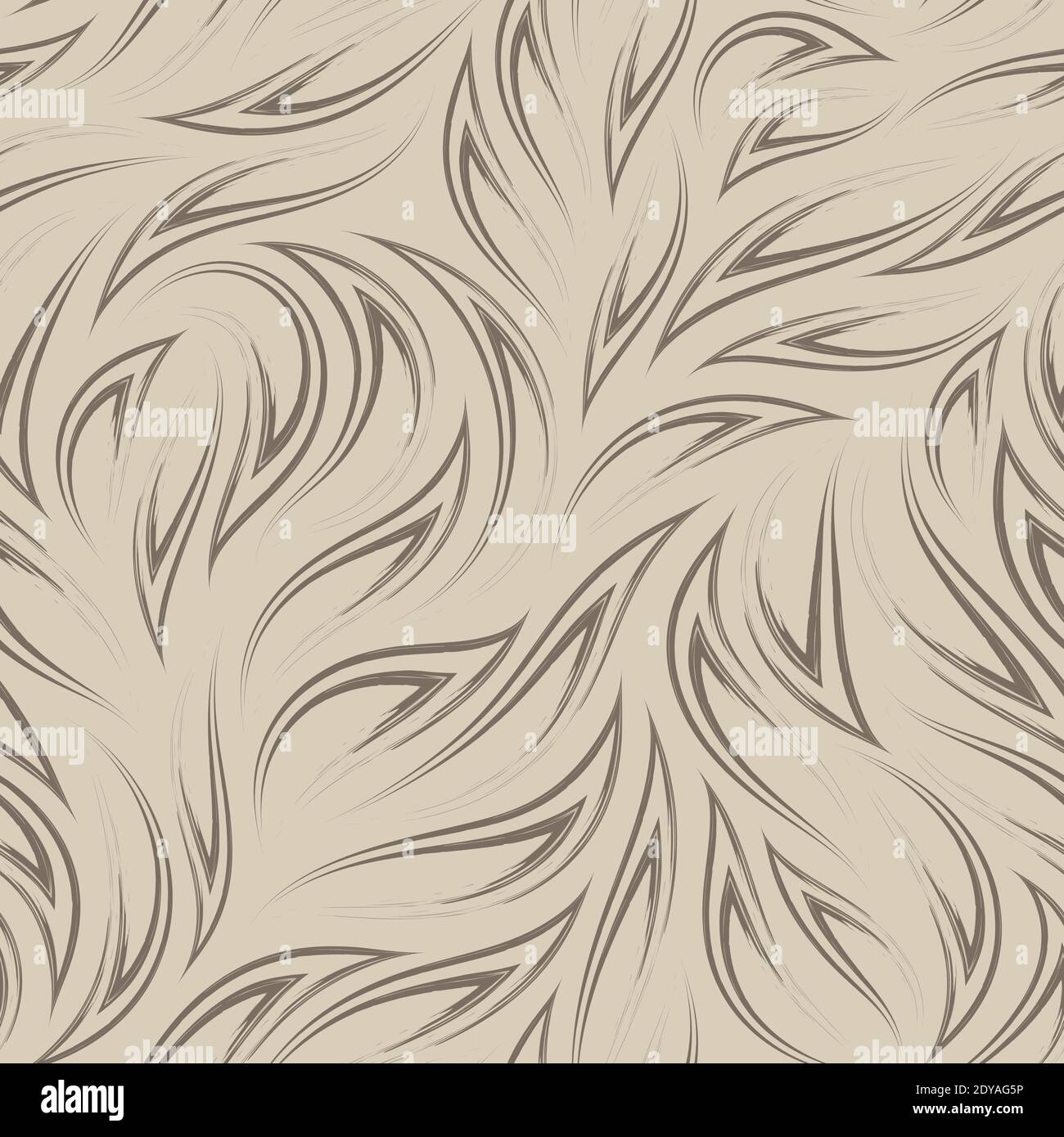 Brown lines on beige background seamless vector pattern. Flow or flow