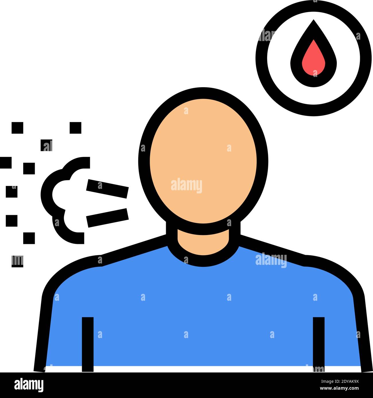 dry cough with blood color icon vector illustration Stock Vector Image ...