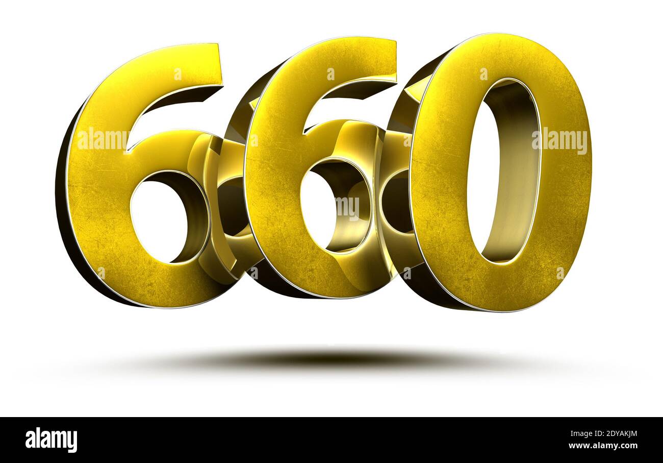 660 numbers 3D illustration on white background with clipping path