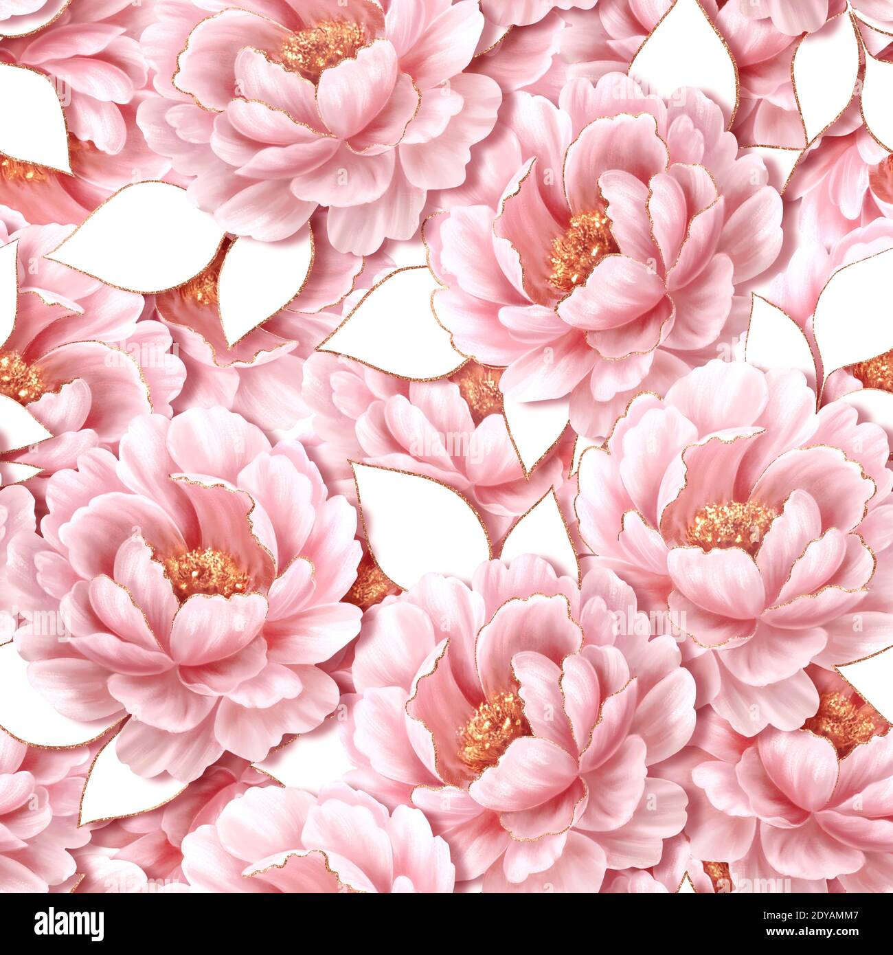 Beautiful seamless background with pink flowers. Spring seamless pattern Stock Photo