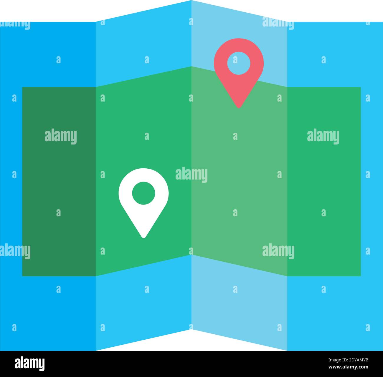 paper map with pin location flat style icon vector illustration design ...