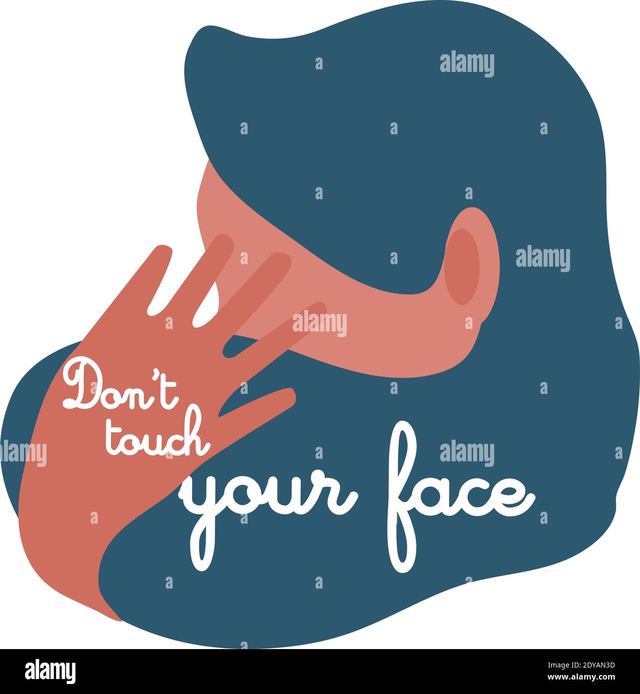 covid 19 virus sticker of dont touch your face with woman head design ...