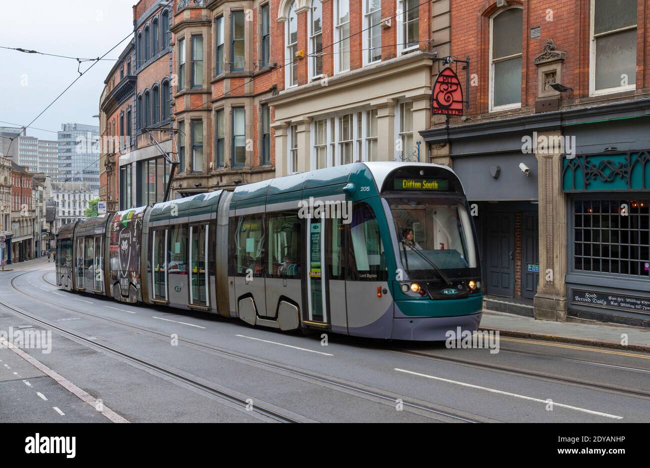A Nottingham Express Transit tram on Victoria Street in