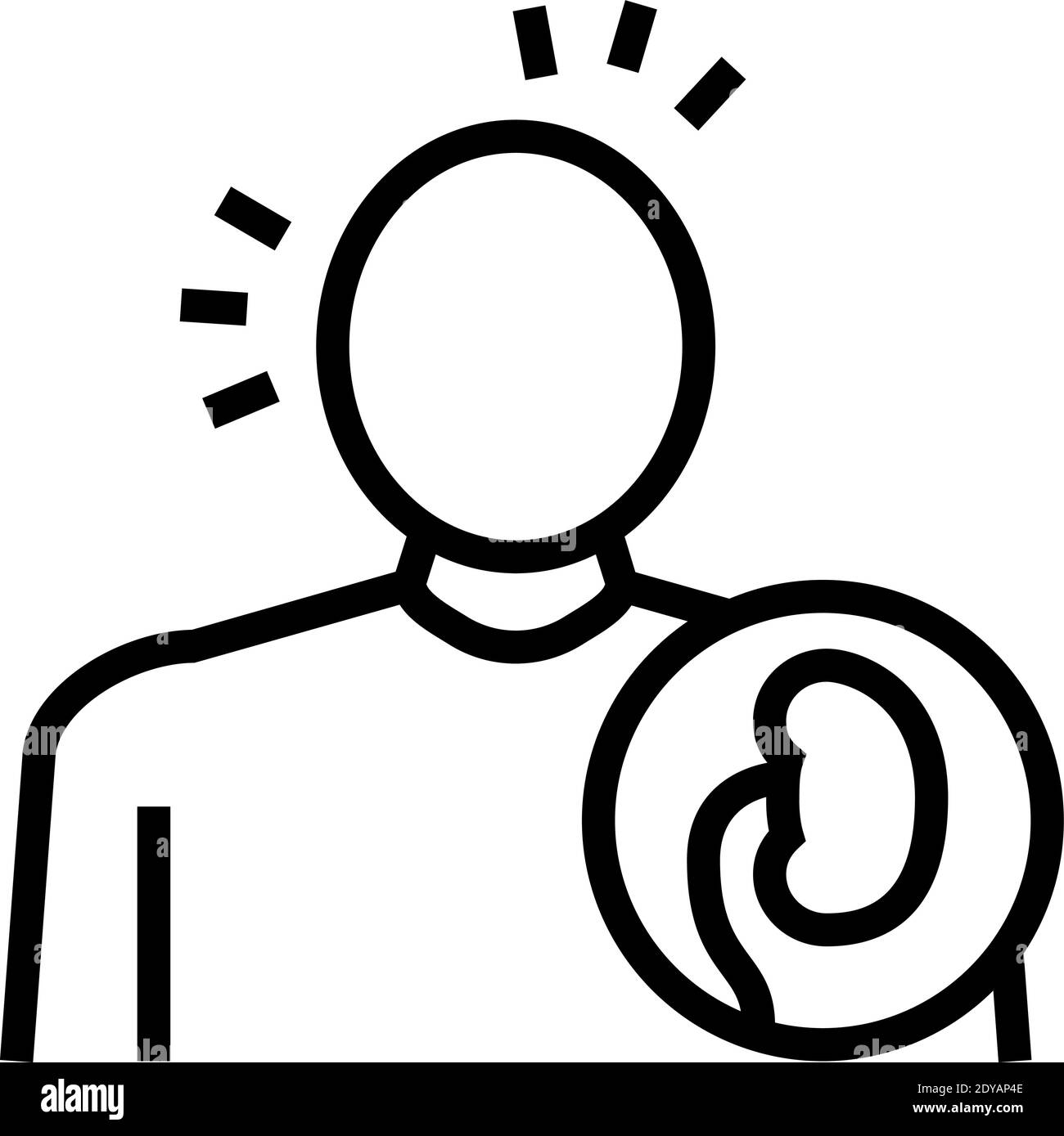 paleness human skin, kidney disease line icon vector illustration Stock ...
