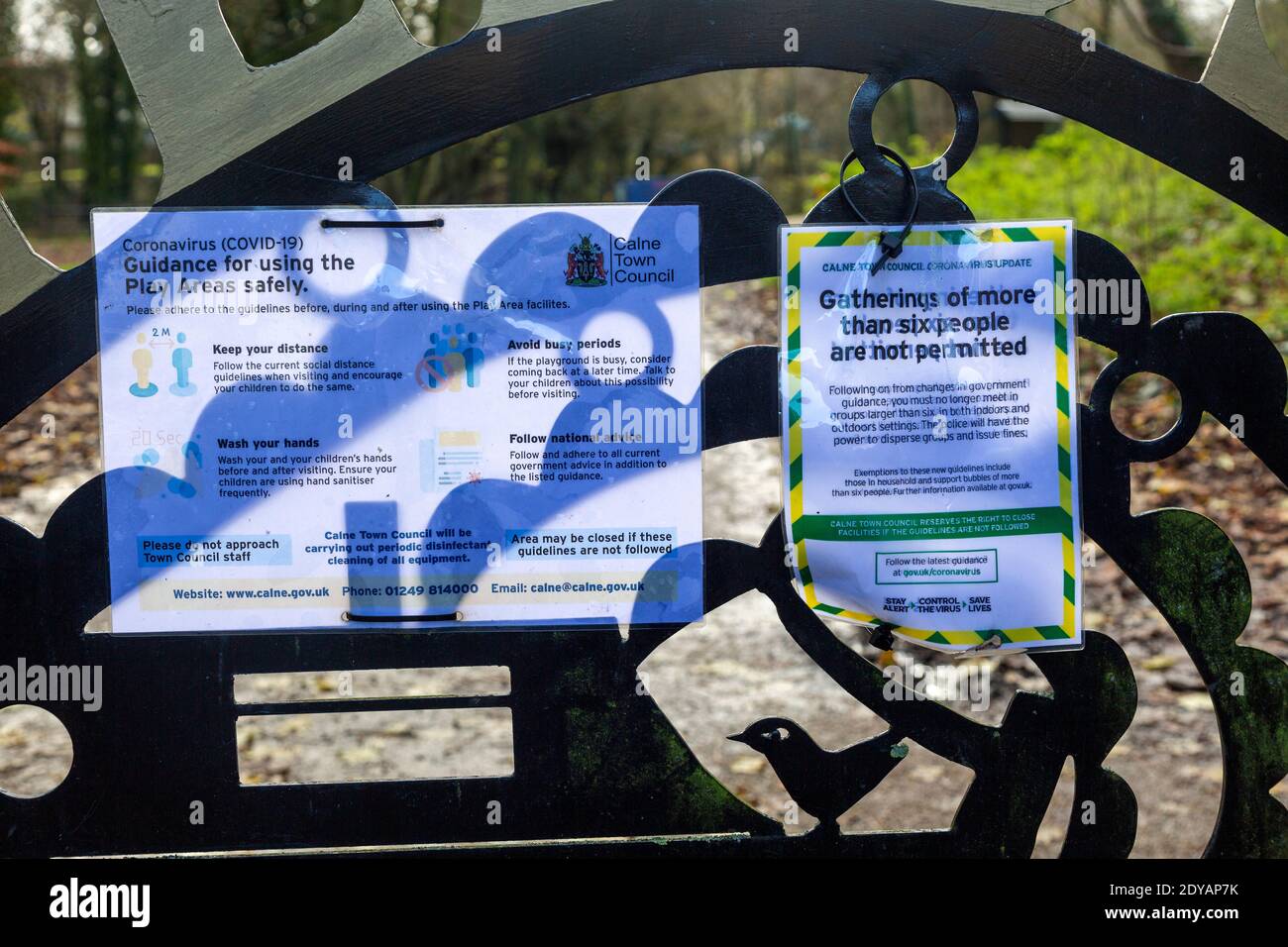 Coronavirus Covid 19 Guidance For Play Areas Safety Calne Town Council Wiltshire England Uk Stock Photo Alamy