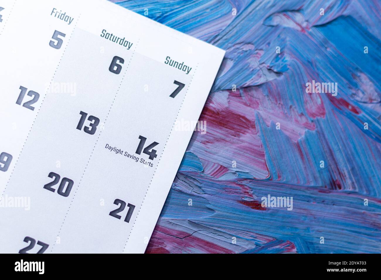 March 2021 monthly calendar with Daylight Saving day on 14th March Stock Photo Alamy