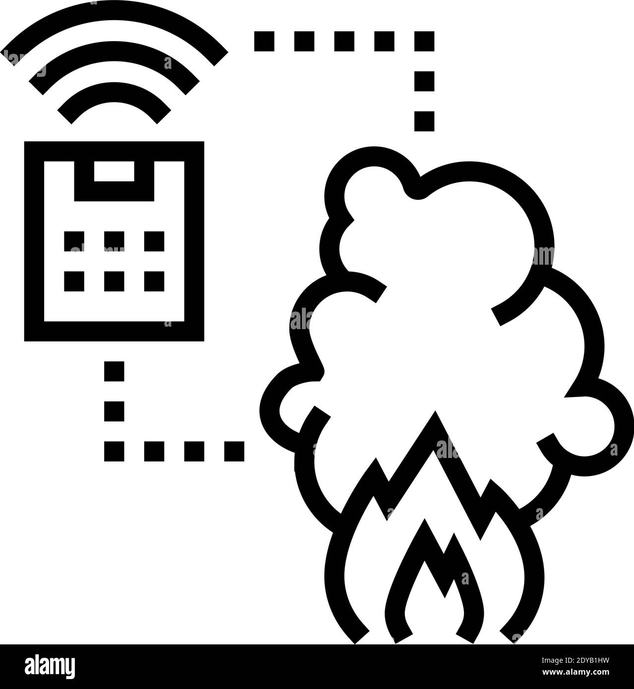 fire alarm system of smart home line icon vector illustration Stock