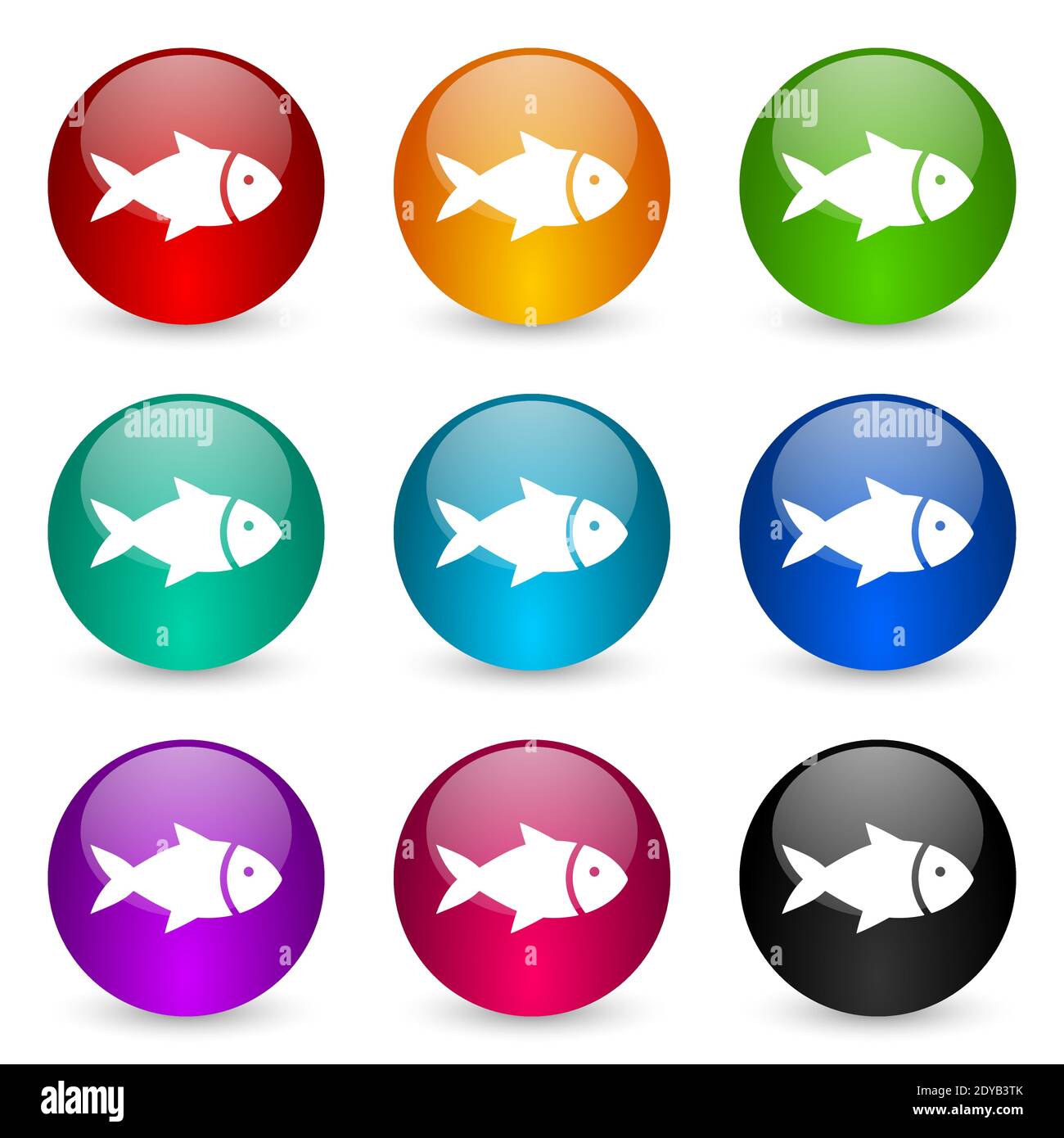Fish, sea, animal, seafood, nature, food vector icons, set of colorful ...