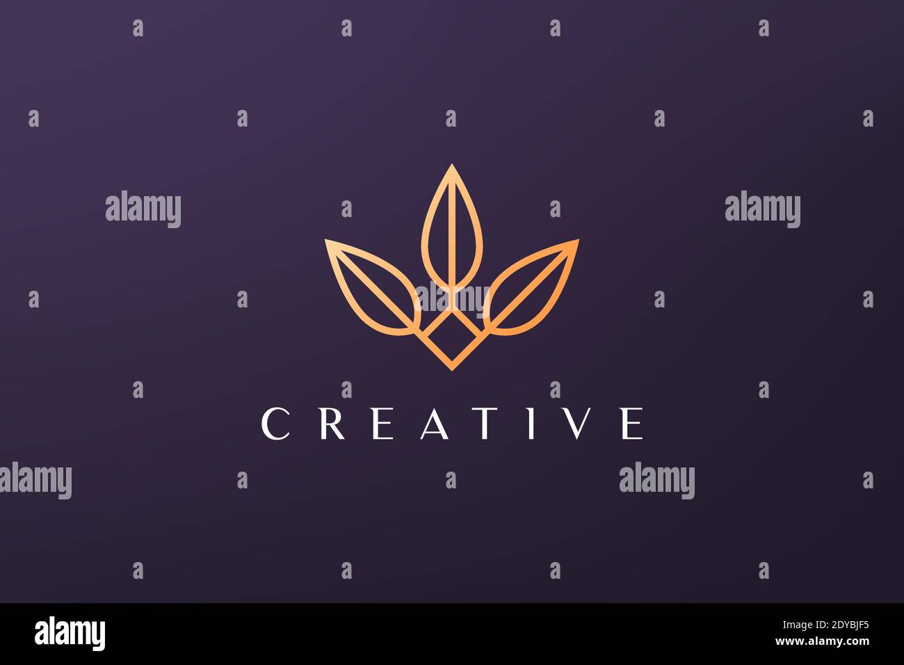 gold leaf luxury flower logo in simple shape with modern style Stock ...