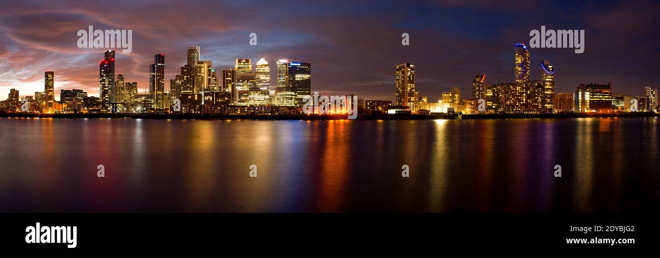 Panoramic view of the Isle of Dogs London Stock Photo