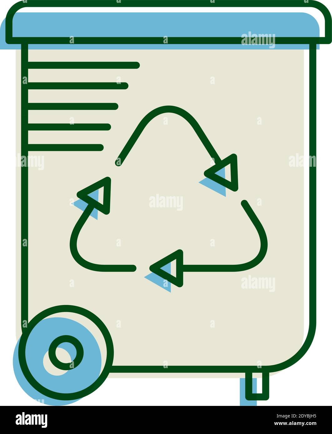 waste bin with recycle arrows ecology line and fill icon vector ...